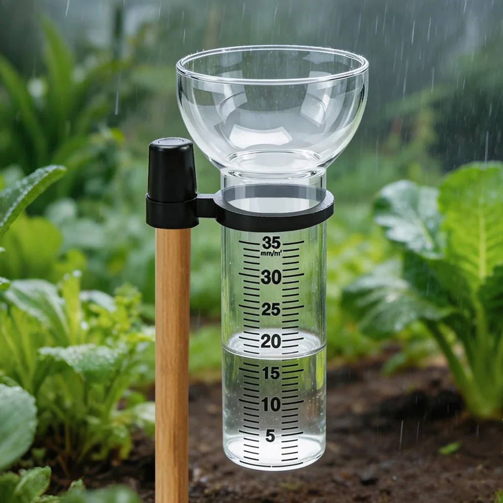 Deszczomierz odporny na mróz, 2 sztuki, szkło zastępcze z uchwytem, szklany deszczomierz 35 mm do ogrodu, cyfrowy czytelny, przezroczysty i trwały