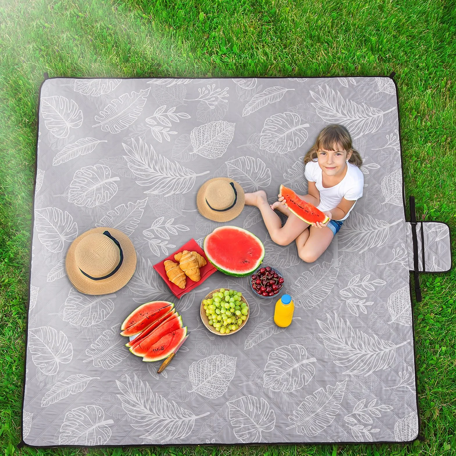 HAUSPROFI Koc piknikowy 200 x 200 cm wodoszczelny izolowany XXL koc outdoorowy