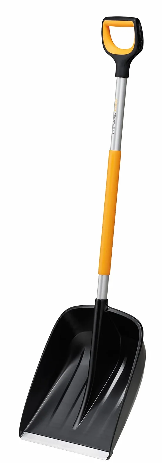 Fiskars Łopata do śniegu do małych i dużych ilości śniegu, seria X, długość: 132 cm, aluminium/polimer, czarny/pomarańczowy/szary, 1057177