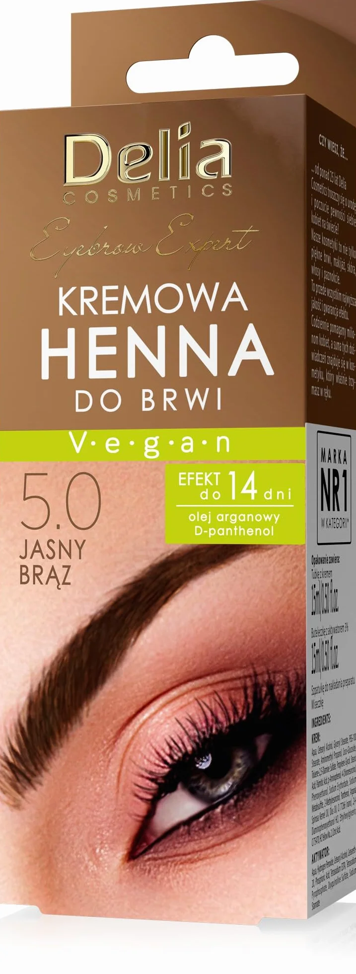 Delia Cosmetics - Farbka do brwi - Kremowa Konsystencja - Jasny brąz - Koloryzacja brwi - Trwały kolor - Łatwa aplikacja - Vegan - 15ml