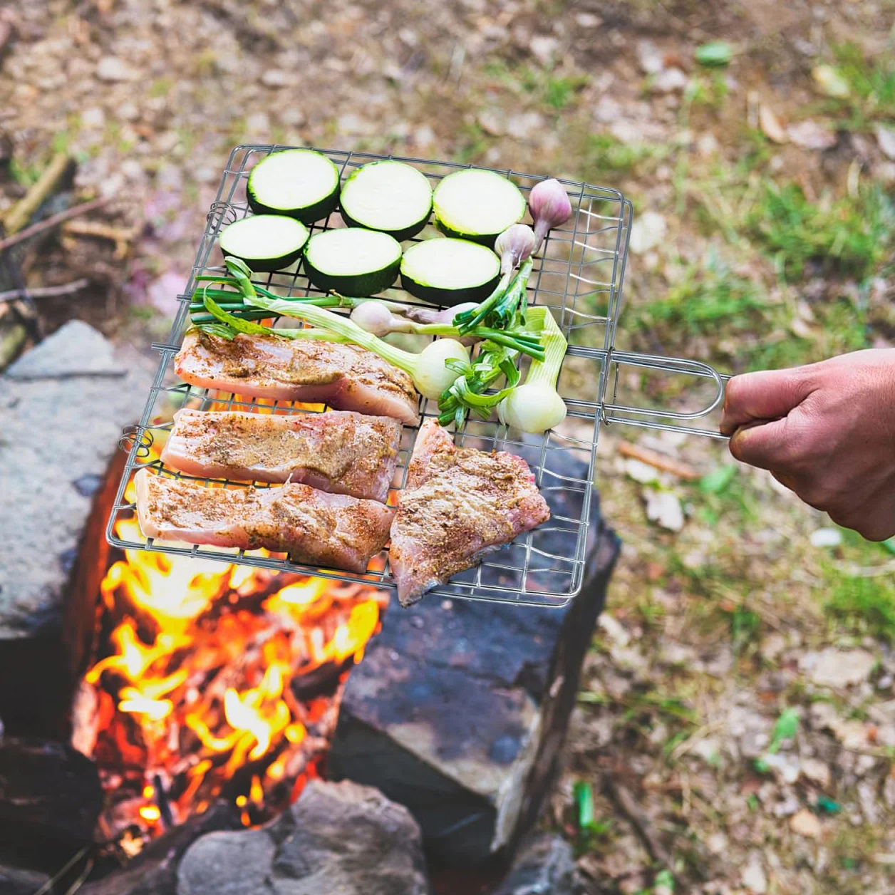 PRETYZOOM 2 sztuki ruszt do grillowania ze stali nierdzewnej do ryb, warzyw, steków
