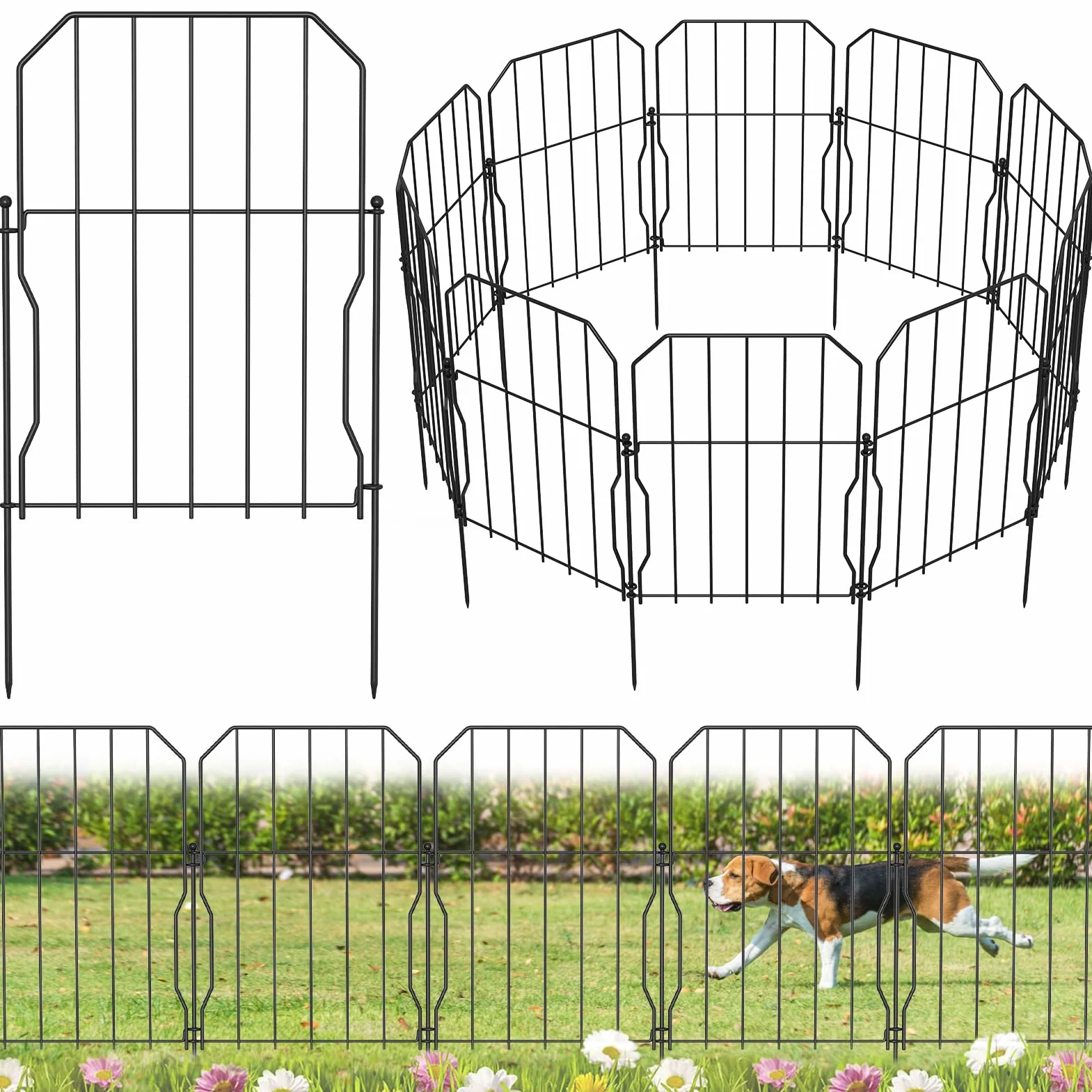 WELDUN Ogrodzenie dekoracyjne metalowe 31 x 41 cm zestaw 10 szt