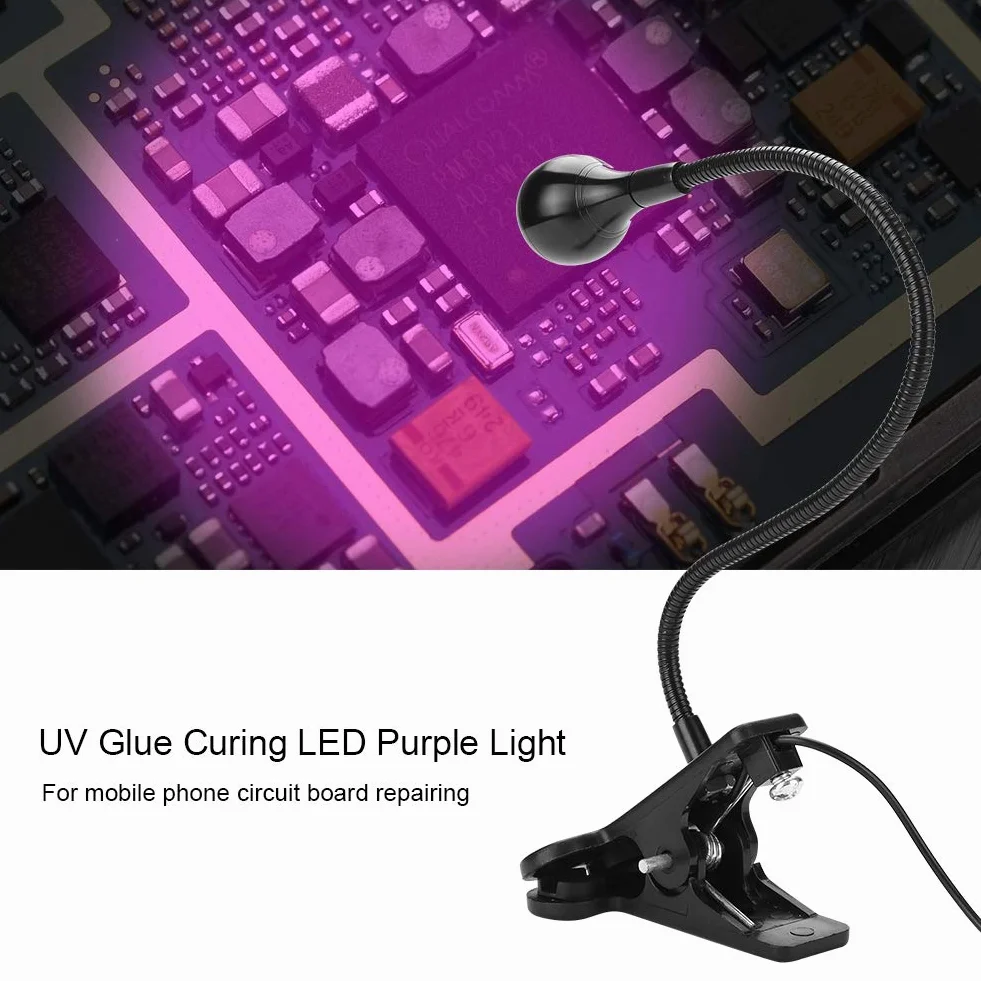 Lampa UV ultrafioletowa LED, USB 3W Lampa kleju UV Ultrafioletowa dioda LED Fioletowe światło USB Z klipsem i przełącznikiem do naprawy telefonu banknot fluorescencyjny