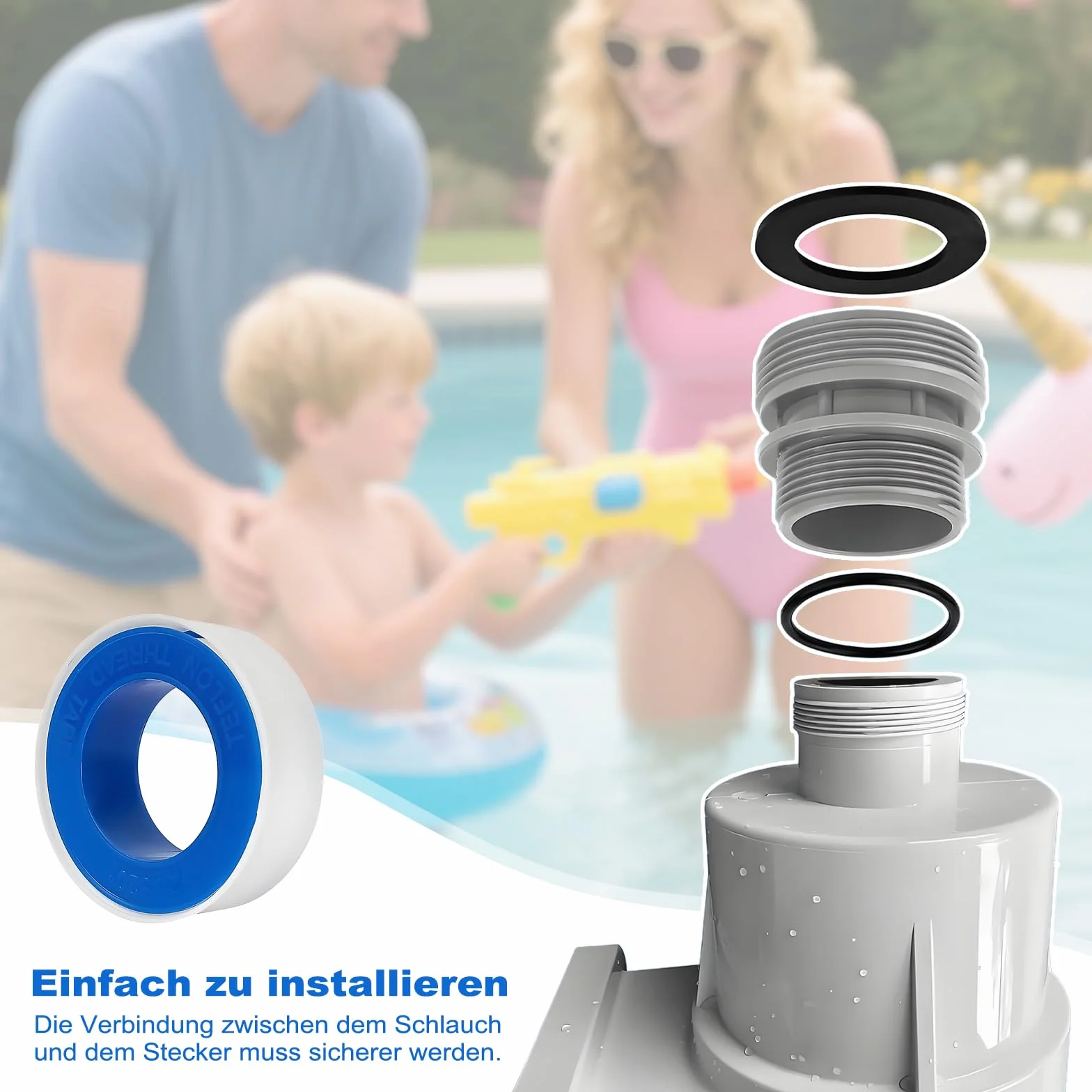 Adapter do węża basenowego 40 mm 1 1/2 cala zestaw 2 sztuki