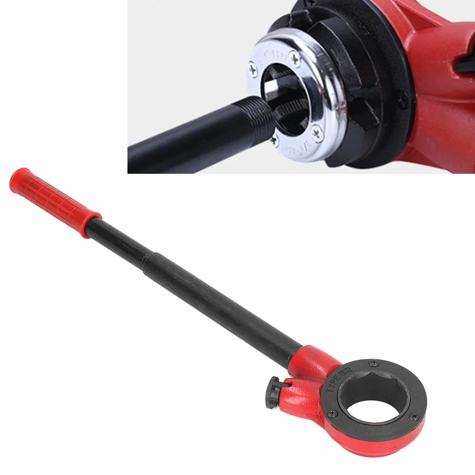 Generic Zestaw Grzechotkowego Gwintownika do Rur 62B z 4 Trwałymi Matrycami do łatwego Gwintowania Rur w Pracach Hydraulicznych