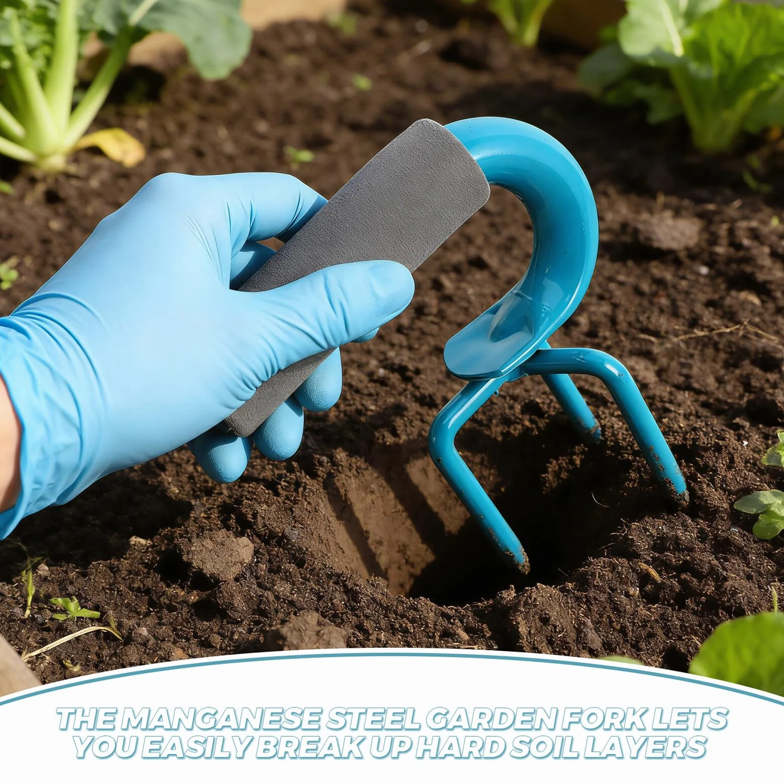Manganese Steel Garden Fork Ręczny Kultywator Spulchniacz Gleby Ergonomiczny Uchwyt