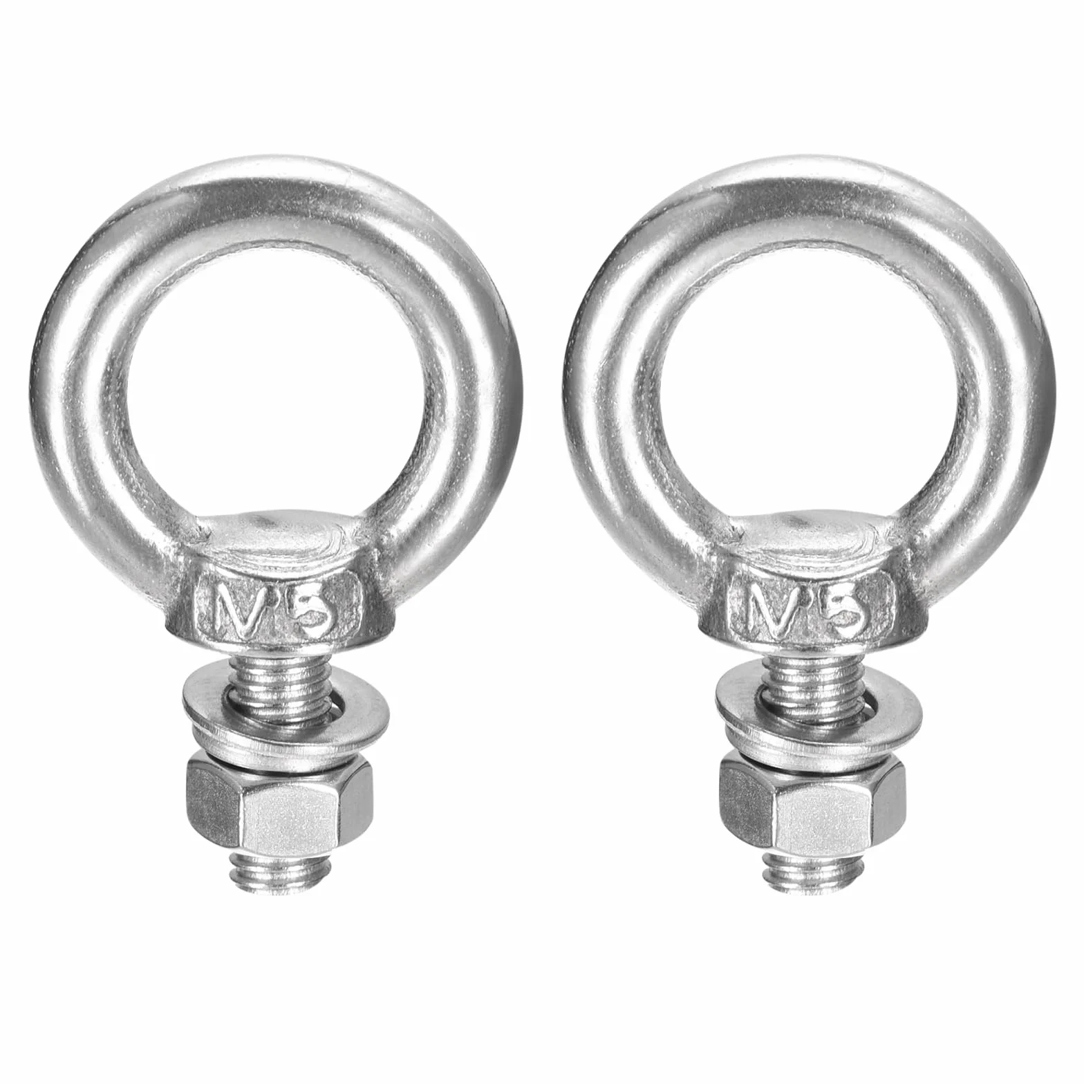 QUARKZMAN Oczko do podnoszenia, 2 zestawy M5 x 10 mm, śruba oczkowa z nakrętką, podkładka ze stali nierdzewnej 304, oczko do podnoszenia zawieszanych przedmiotów