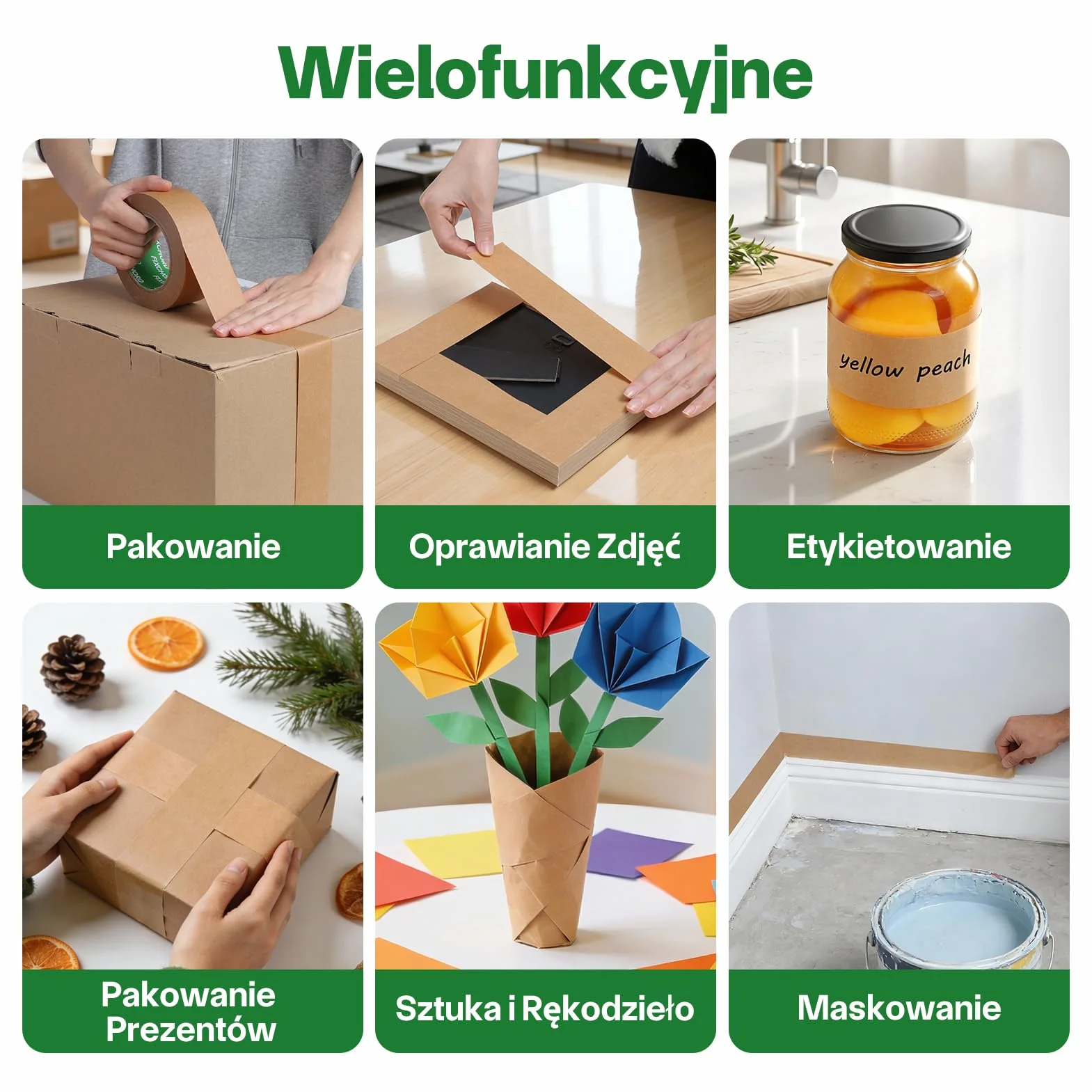 Ekologiczna Papierowa Taśma Pakowa 48mm x 50m | Przyjazny dla Środowiska i Nadający się do Recyklingu | Ekologiczna Taśma Papierowa do pakowania paczek i pudeł, przeprowadzek | 1 Rolka