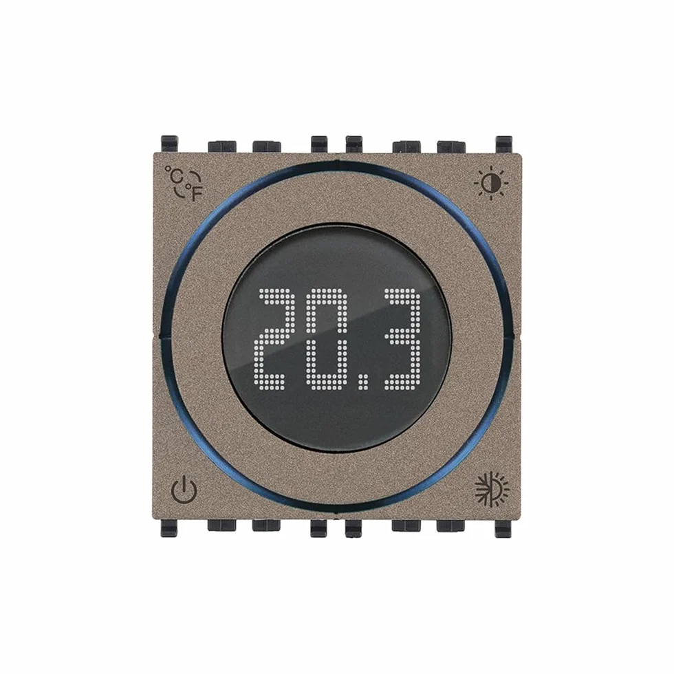 VIMAR 02973 inteligentny termostat WiFi z pokrętłem i wyjściem przekaźnikowym, Bluetooth, ogrzewanie i chłodzenie w trybie ON/OFF i PID, podświetlenie LED, uzupełnienie ramką osłonową Vimar, szary