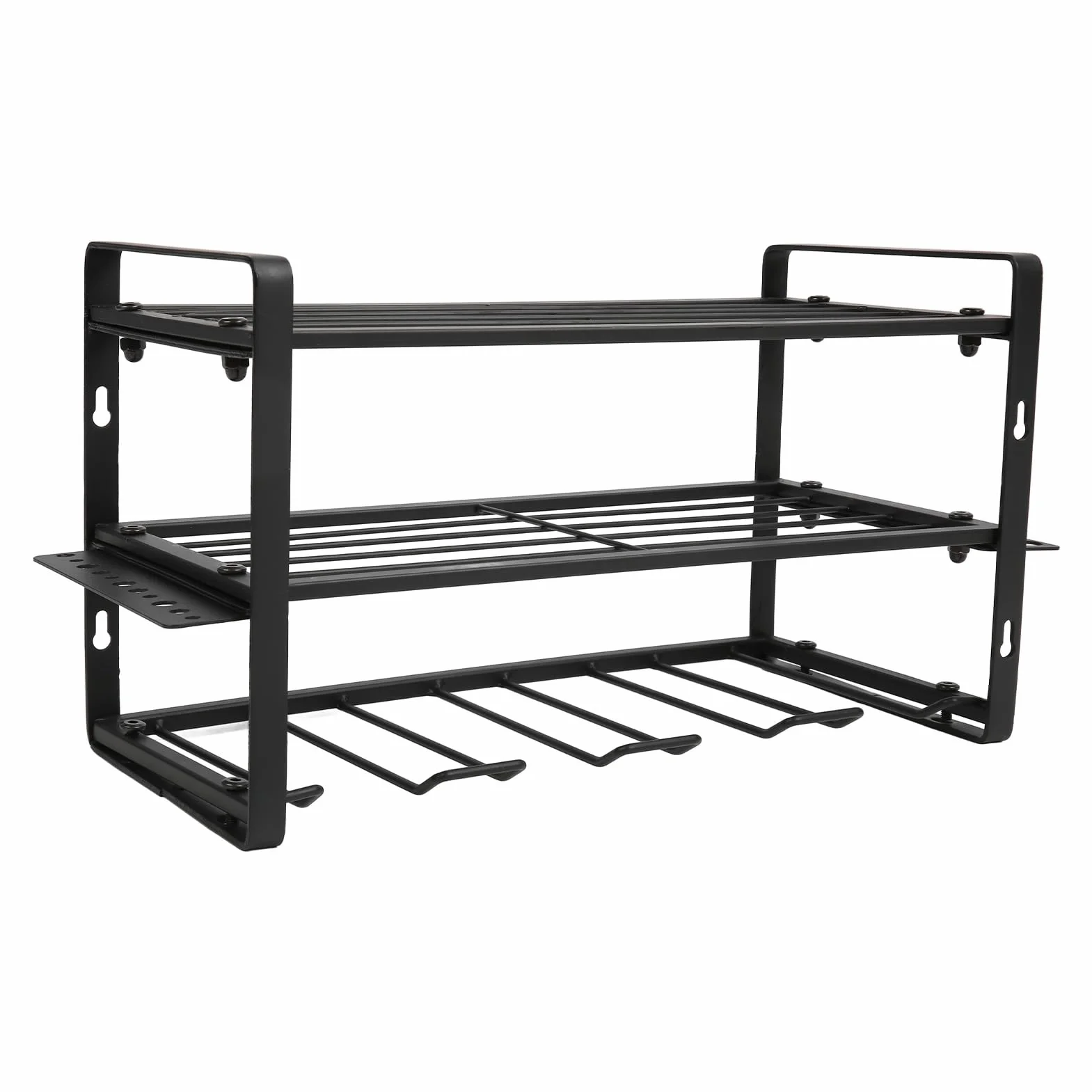 Yosoo Health Gear Organizer na Wiertła, Uchwyt ścienny do żelaznego Uchwytu na wiertarkę, Stojak Narzędzia o Udźwigu 150 Funtów z półką i Uchwytami Bocznymi, 16,54 X 7,87 X 8,66 Cala do