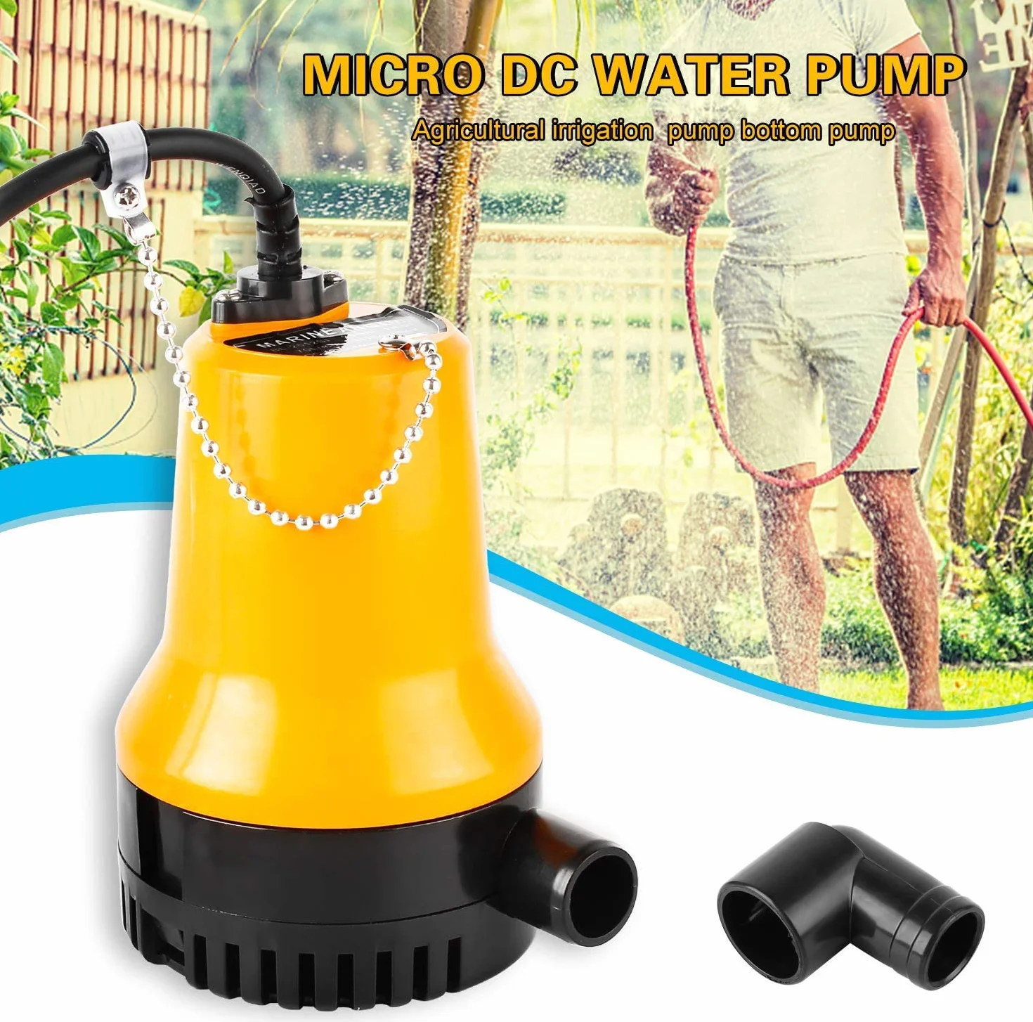 DC 12 V 60 W 3600 l/h pompa zatapialna do łodzi stawowej z kablem 1,3 m
