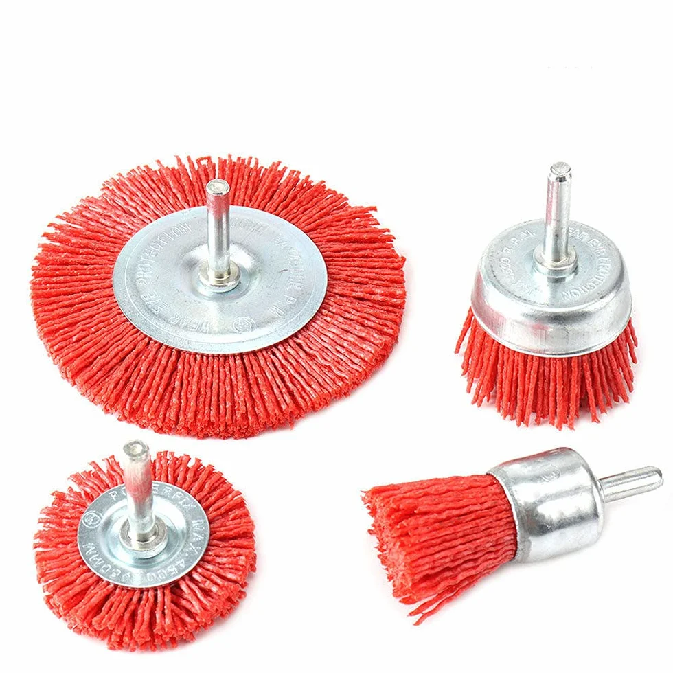1 sztuk nylonowa szczotka kubkowa ścierna szczotka druciana do wiertarki narzędzie obrotowe do polerowania drewna gratowanie 6mm trzpień z 80-240Grit, SET1