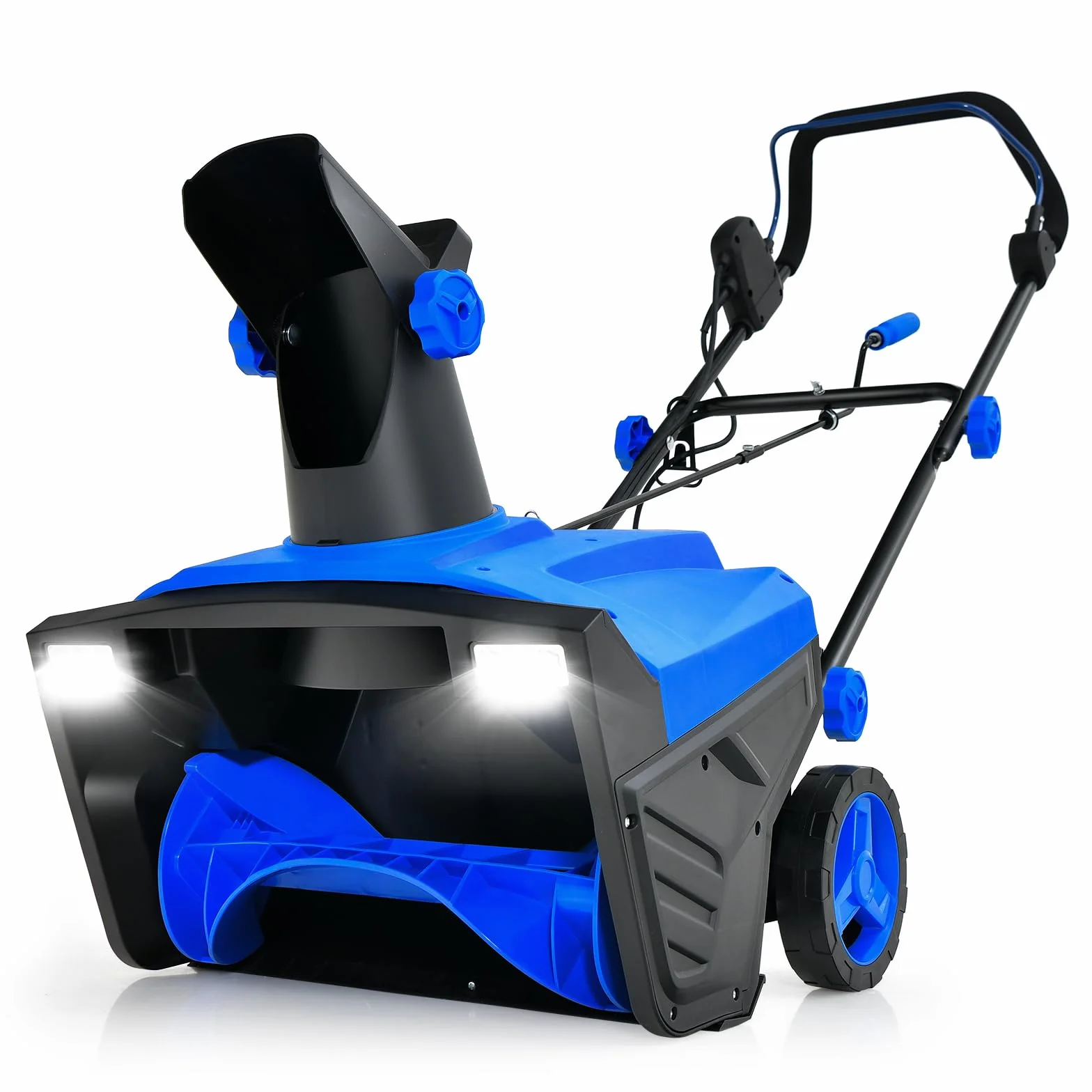 COSTWAY Elektryczna odśnieżarka 2300 W z diodami LED i silnikiem 15 A, szerokość robocza 50 cm, wysokość robocza 25 cm, przewodowa maszyna do odśnieżania ze zjeżdżalnią obracaną o 180° i zasięgiem