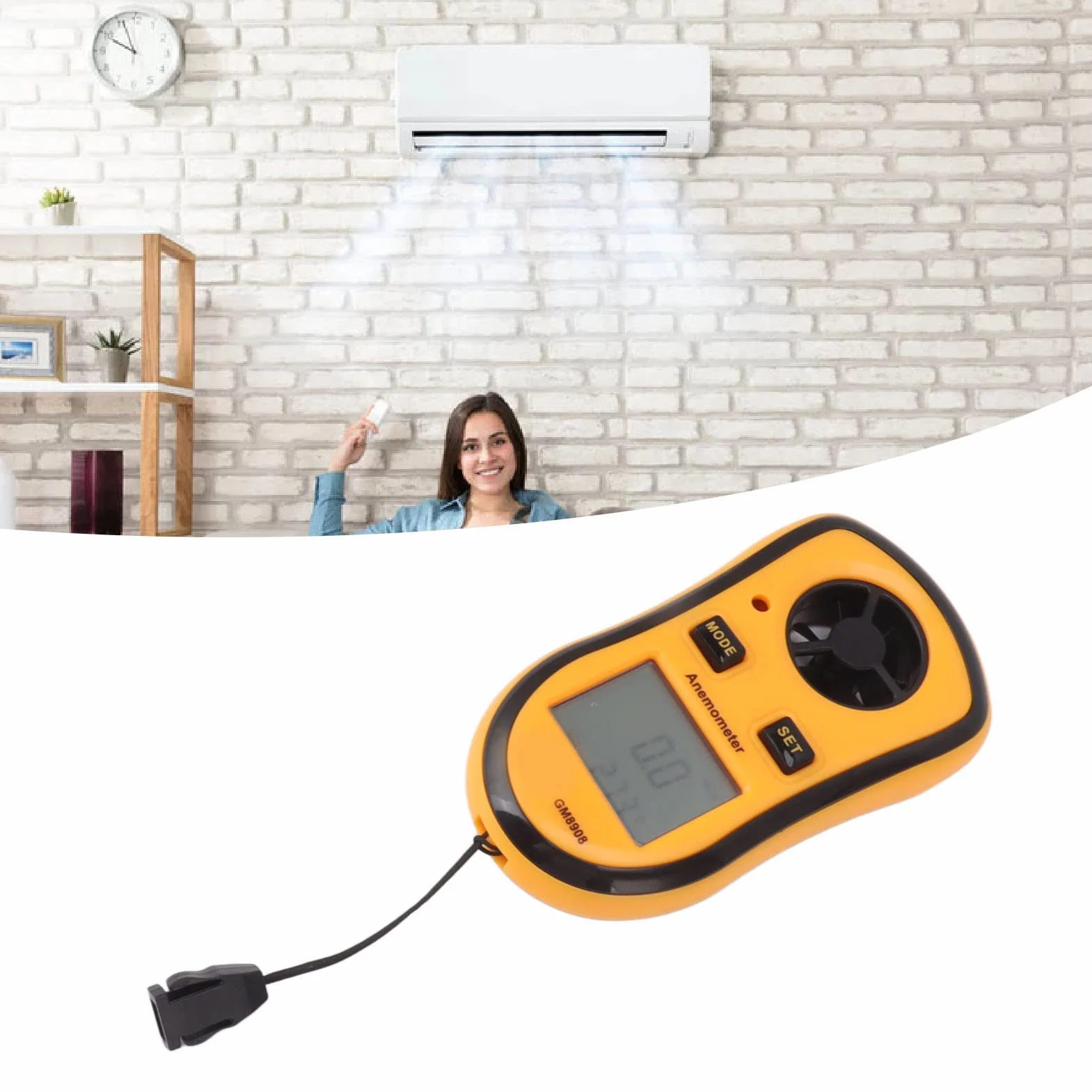 Ręczny Anemometr Cyfrowy, Miernik Prędkości Wiatru z Wyświetlaczem LCD