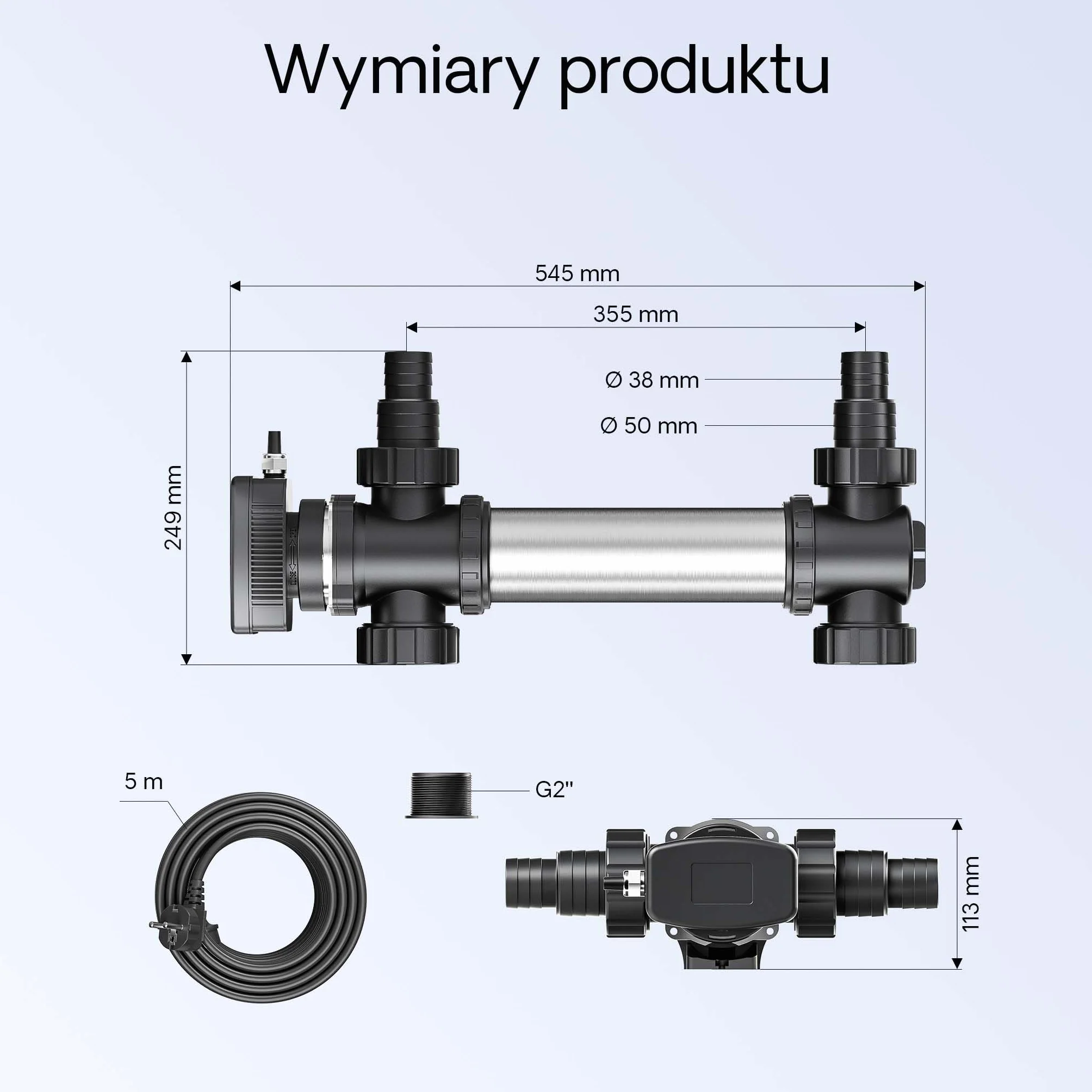 SunSun CUV-736 Klarownik z do oczka wodnego filtrowy sterylizator lampowy 36W UVC