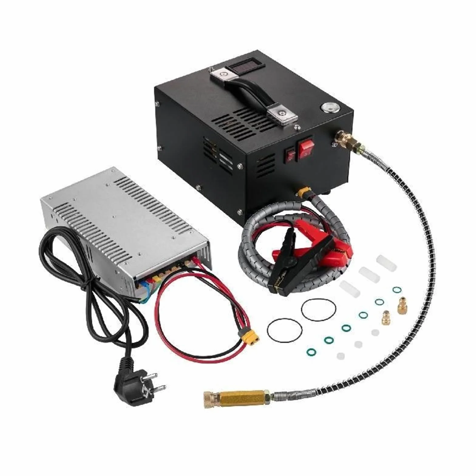 4500Psi 300Bar przenośna pompa sprężarki powietrza PCP 12VDC wysokie ciśnienie z transformatorem do inflatora wiatrówki