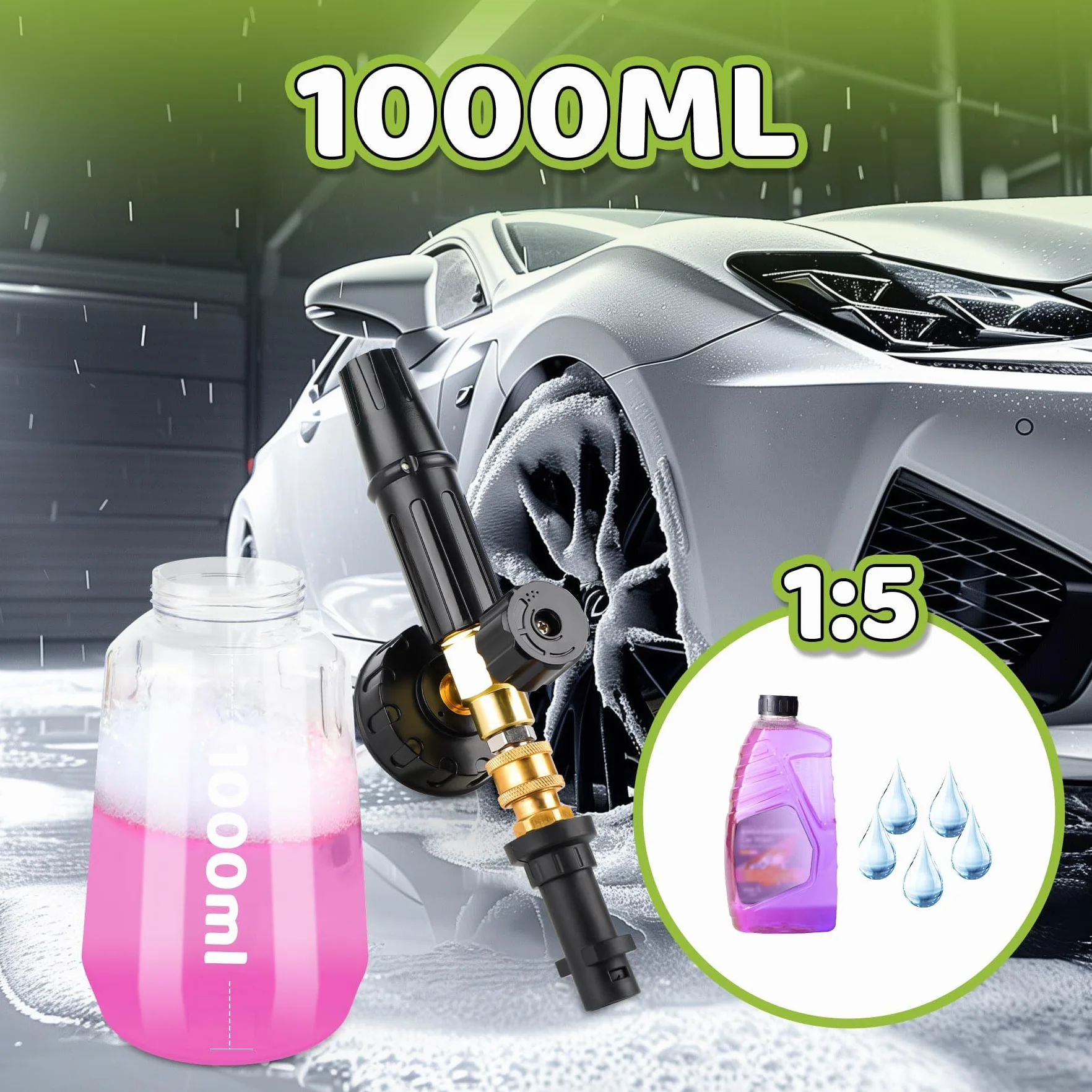 Forever Speed pistolet do spieniania myjka ciśnieniowa K2 K3 K4 K5 K6 K7, dozownik mydła 1 l