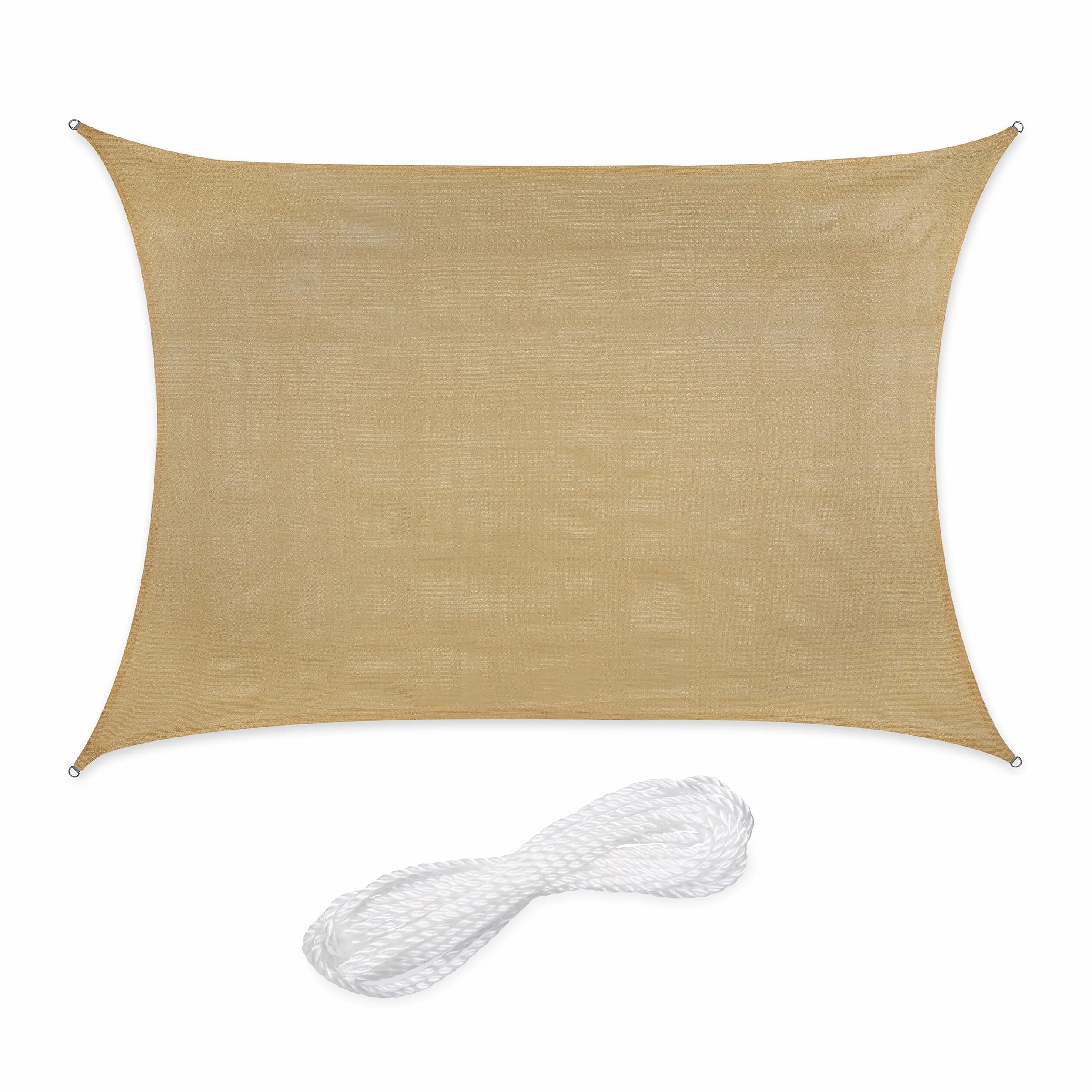 Relaxdays Żagiel przeciwsłoneczny, prostokątny, 2 x 4 m, tkanina HDPE, stabilizowana UV, wklęsła, płótno żaglowe z linami napinającymi, beżowy