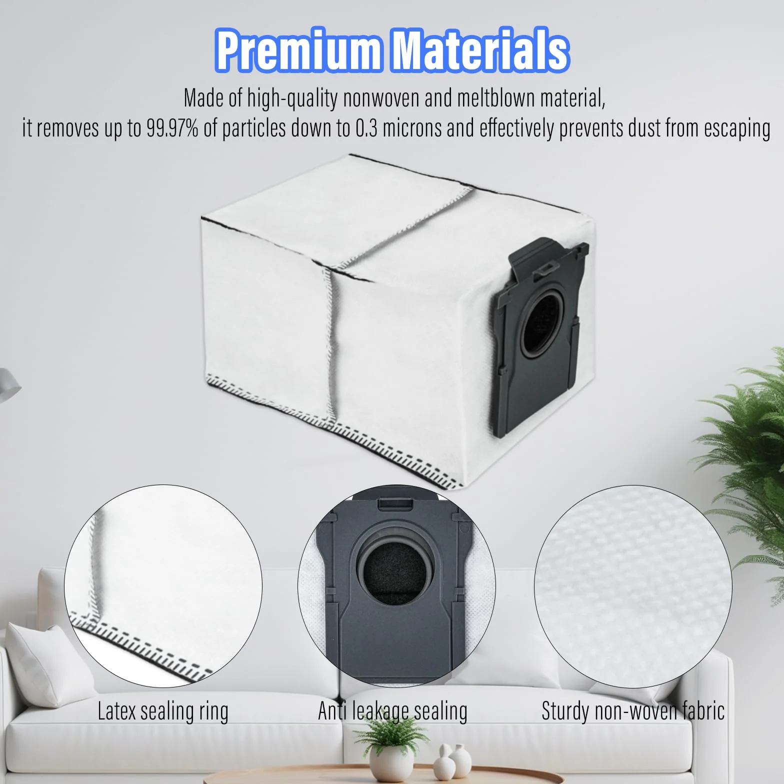 10 worków do odkurzacza kompatybilnych z Dreame X40 Ultra/X50 Ultra/L10s Ultra Gen 2/L10s Pro Ultra Heat/D10 Plus Gen 2 – części zamienne o pojemności 3,2 l i pyłoszczelna konstrukcja