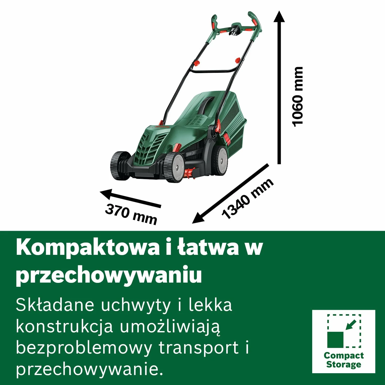 Bosch Kosiarka sieciowa UniversalRotak 34-405 (silnik 1 300 W, szerokość cięcia: 34 cm, zbiornik na trawę 40 l, do równomiernego koszenia trawników oraz do precyzyjnego koszenia przy krawędziach)
