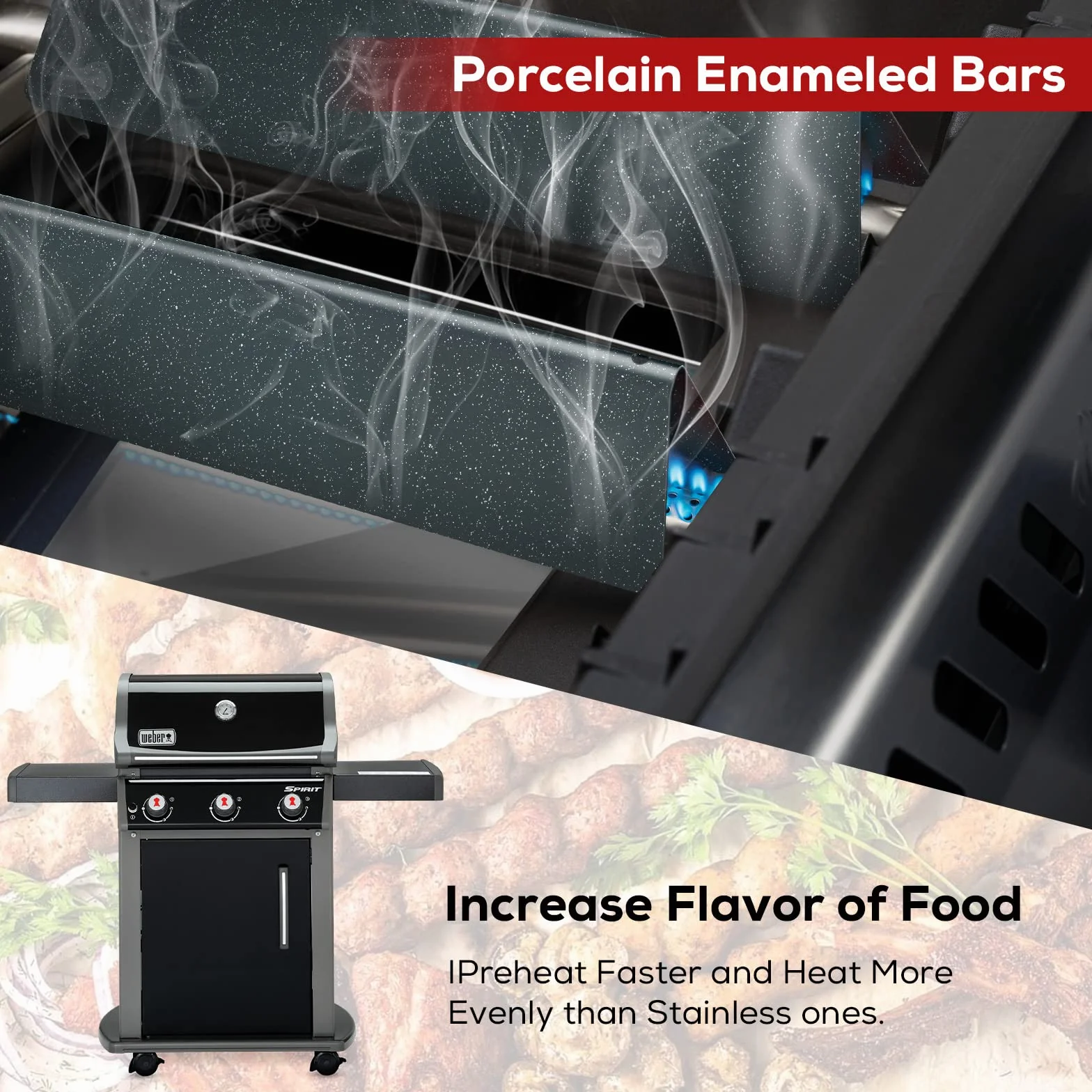 Weber Spirit 300 Flavorizer Bar, 38,8 cm, porcelana emaliowana, zamienne E310 S310 E320 E330