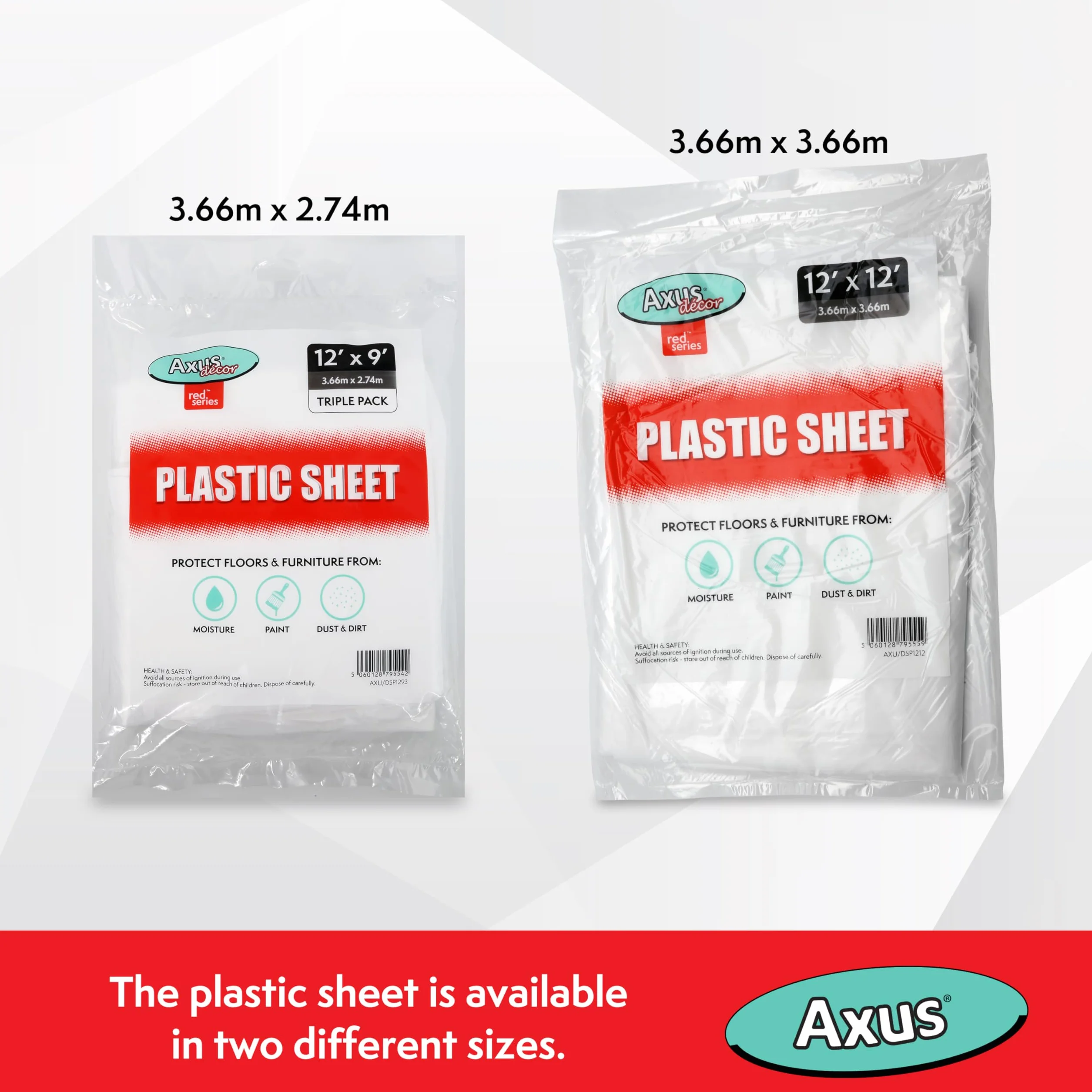 Axus Decor Plastikowe arkusze przeciwpyłowe do dekoracji, pokrywania mebli i podłóg - 3,67 m x 2,76 m, opakowanie 3 szt