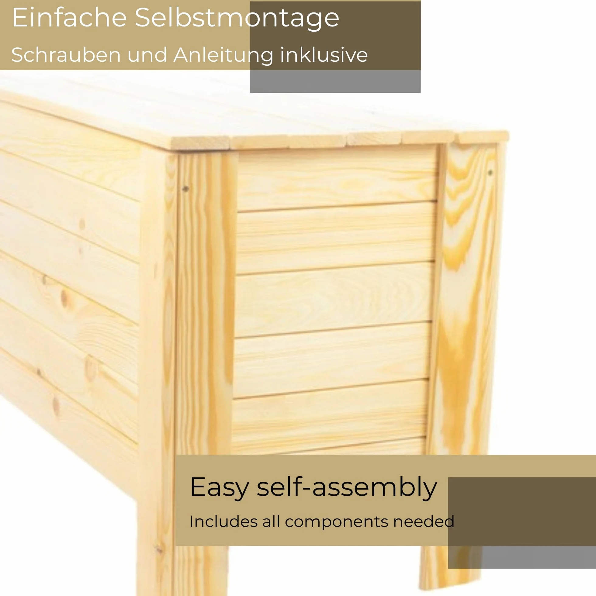 Skrzynia Ogrodowa 80x52x40 cm Lite Sosnowe Drzewo Wodoodporna Przechowywanie Narzędzi