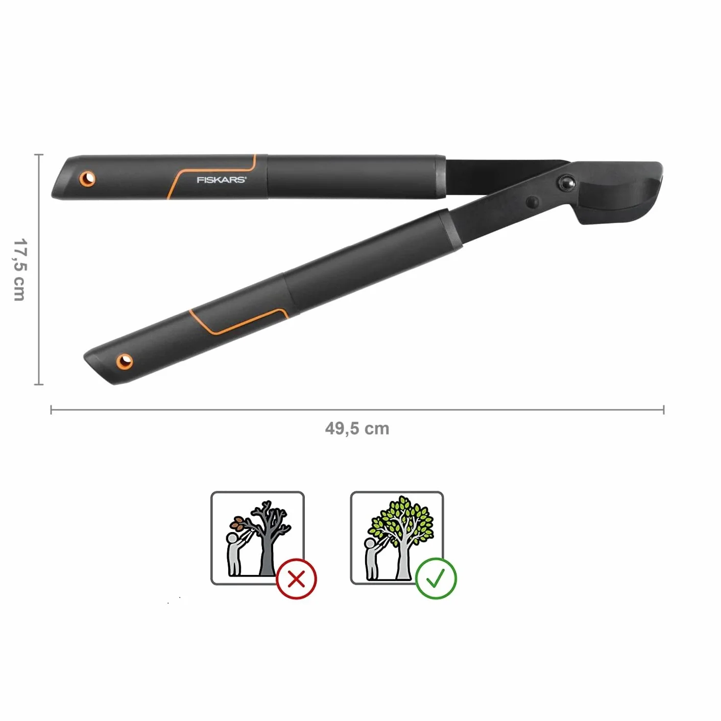 Fiskars Sekator nożycowy SingleStep 50 cm, Hartowana stal, Powłoka nieprzywierająca, Czarny