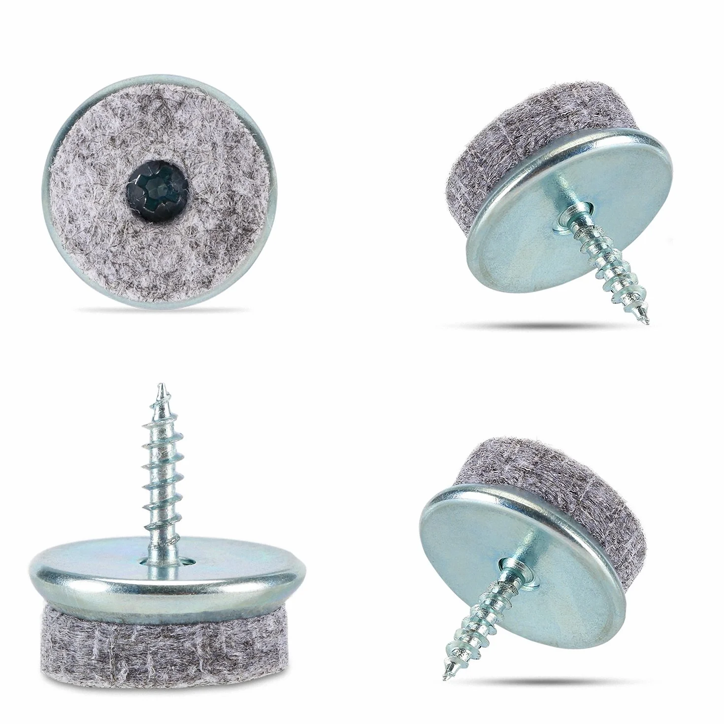 Incutex 20x Podkładki Filcowe do Nóg Krzeseł, Okrągłe Ślizgacze do Podłogi, Ochrona Podłogi, Ślizgacze Meblowe Ø 22mm, Szare
