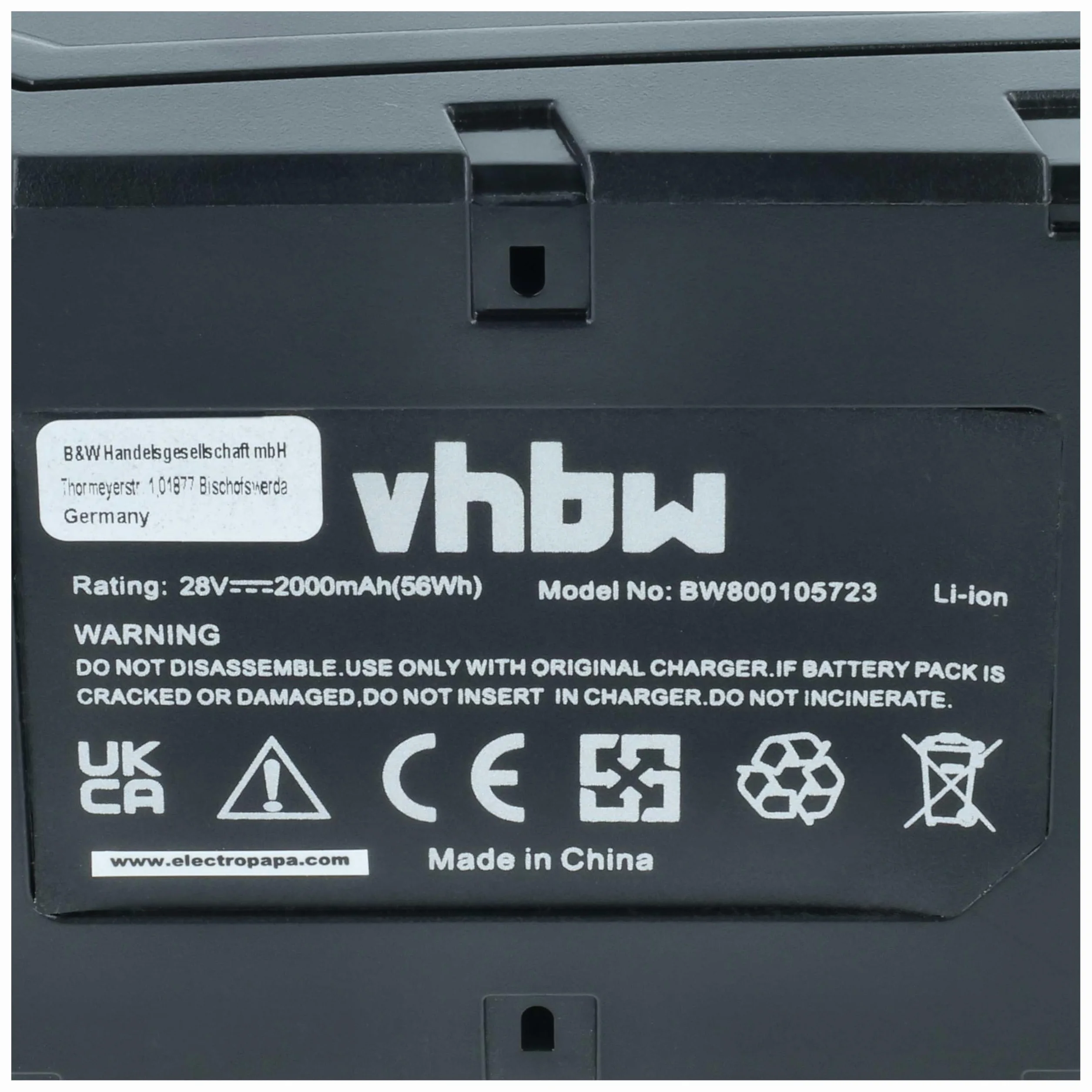 vhbw Akumulator kompatybilny z Milwaukee V28 HX, V28 IW, V28 MS, V28 PD, V28 SG, V28 SX elektronarzędzi (2000 mAh, litowo-jonowy, 28 V)