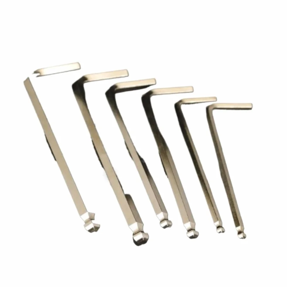 klucz imbusowy, Zestaw kluczy imbusowych z łbem kulowym, metryczny klucz sześciokątny typu L, stop Cr-V, 1/5/10 szt., wiele rozmiarów(5pcs,6mm-(139mm L))