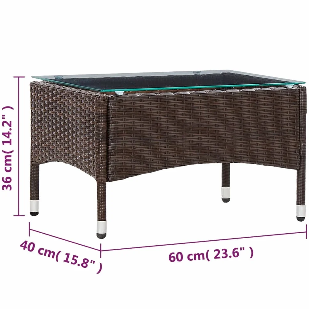 VidaXL Stolik kawowy Brązowy 60x40x36 cm pleciona żywica
