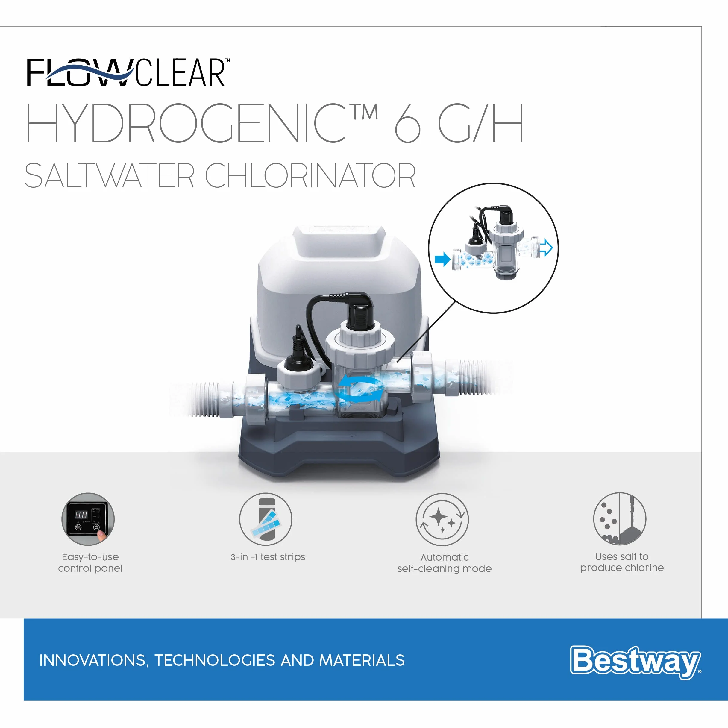 Bestway Flowclear Hydrogenny Chlorynator Słonej Wody 6 G/H