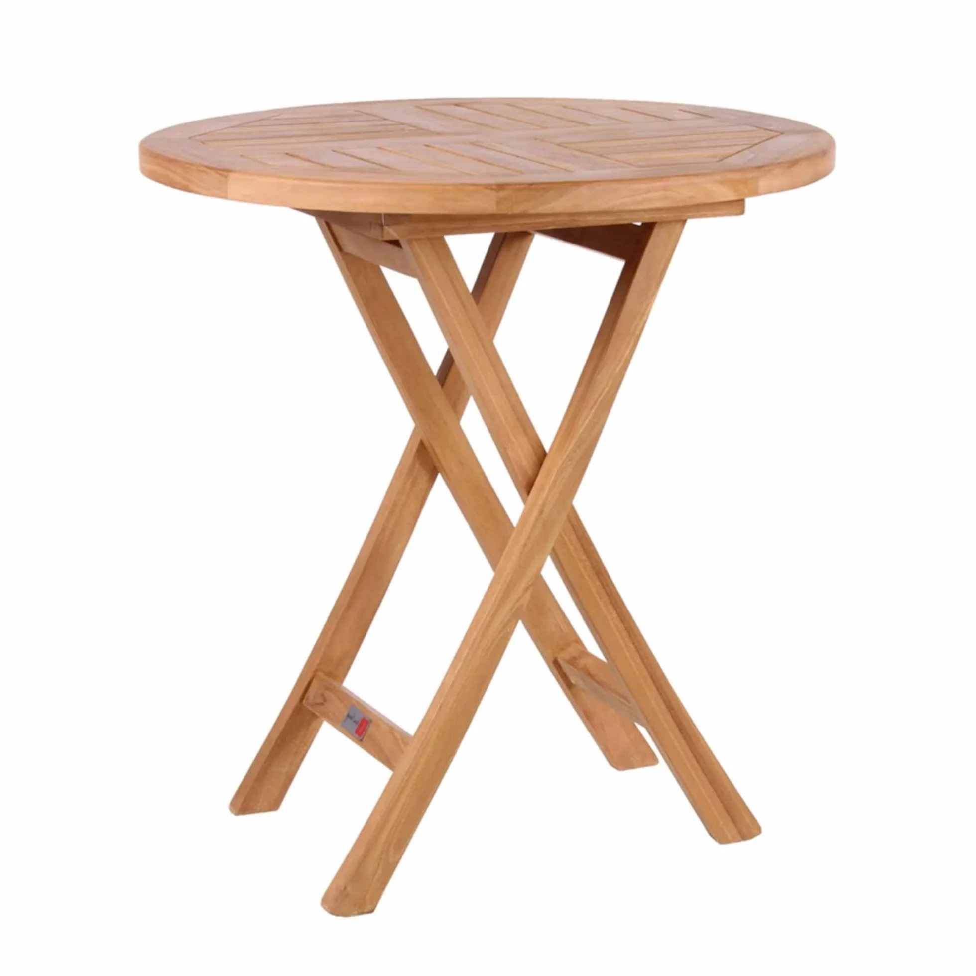 MR. DEKO® Sutton stół ogrodowy z drewna tekowego, okrągły, Ø70x75 cm, składany, stabilny, do ogrodu, na taras, balkon, stolik pomocniczy, meble ogrodowe teak, odporny na warunki atmosferyczne