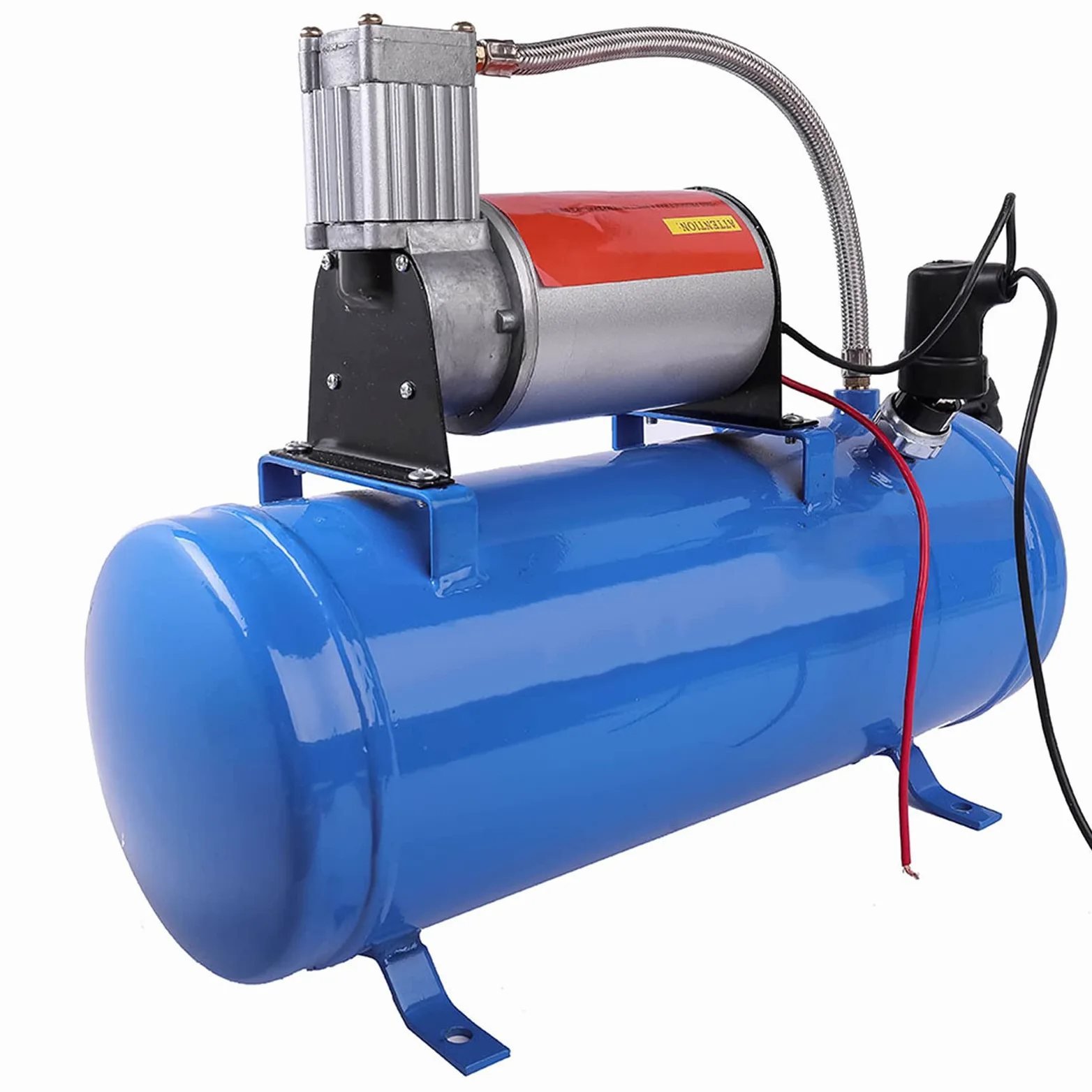 Sprężarka powietrza, zestaw 6 l, kompresor sprężonego powietrza, 150 psi, 12 V, 6 l, 4 trąbki