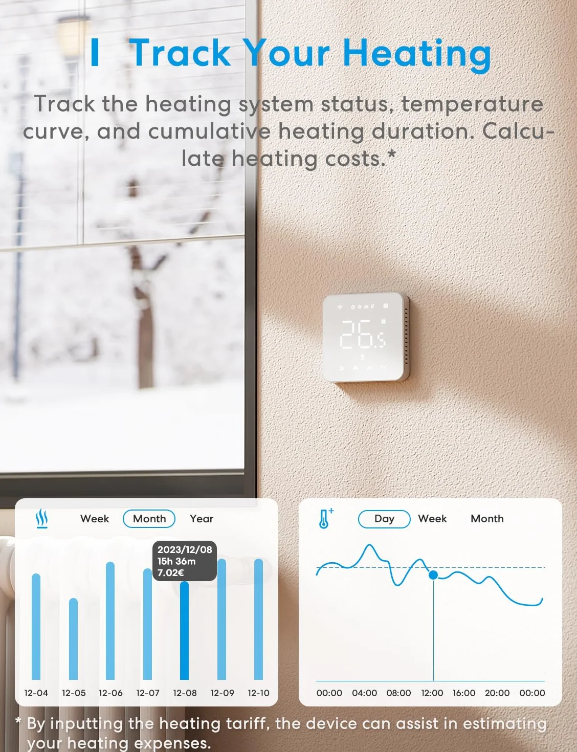 Inteligentny elektryczny termostat, ogrzewanie podłogowe WLAN, thermostat kompatybilny z HomeKit, Alexa i Google, sterowanie głosowe, harmonogram zdalnego sterowania, cyfrowy ekran dotykowy LED