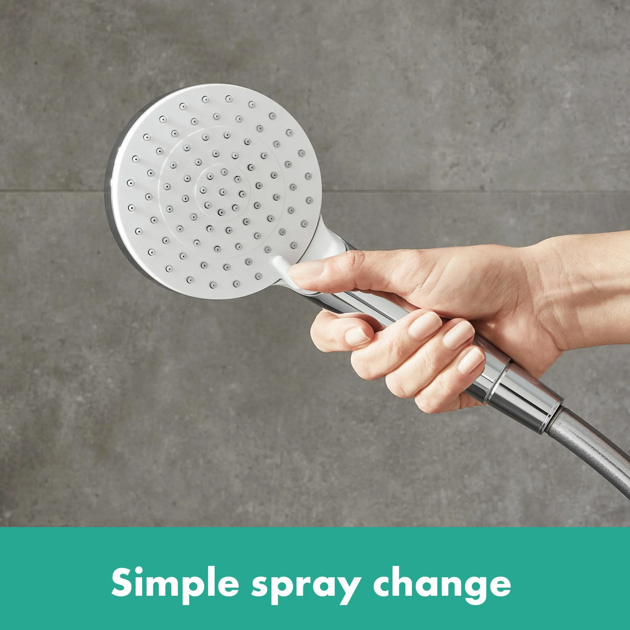 hansgrohe Crometta S - oszczędzający wodę komplet prysznicowy (EcoSmart) z termostatem, zestaw prysznicowy z główką prysznicowa, wąż, szyna i deszczownica okrągła (⌀ 240 mm), chrom, 27268000