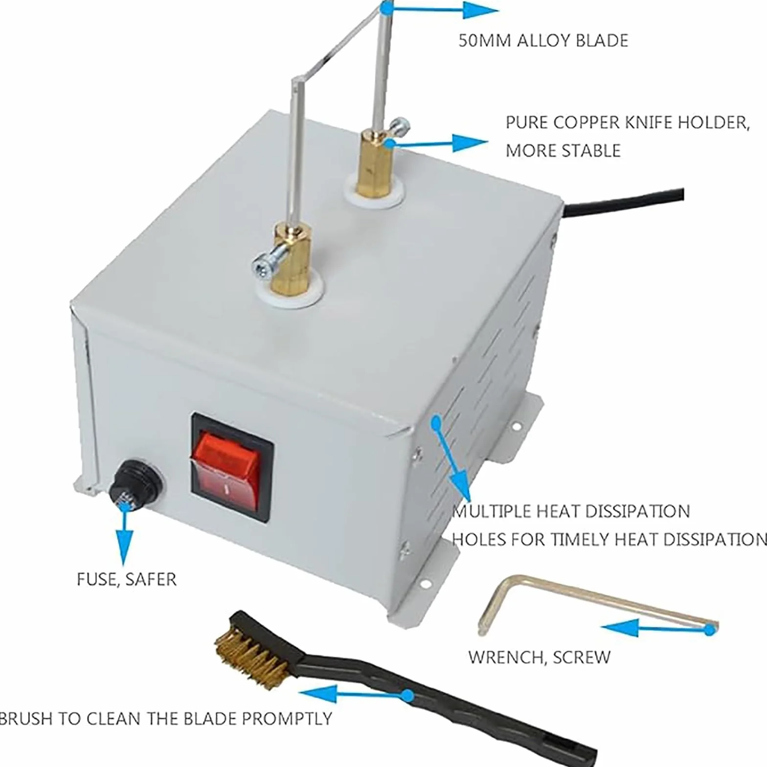 Electric Rope Cutter, Rope Cutter Hot Knife Rope Cutting, 0-800℃ Temperature Contro, 45W Hot Knife Rope Cutting Machine, Ideal for Ribbon, Foam, Webbing, Belting
