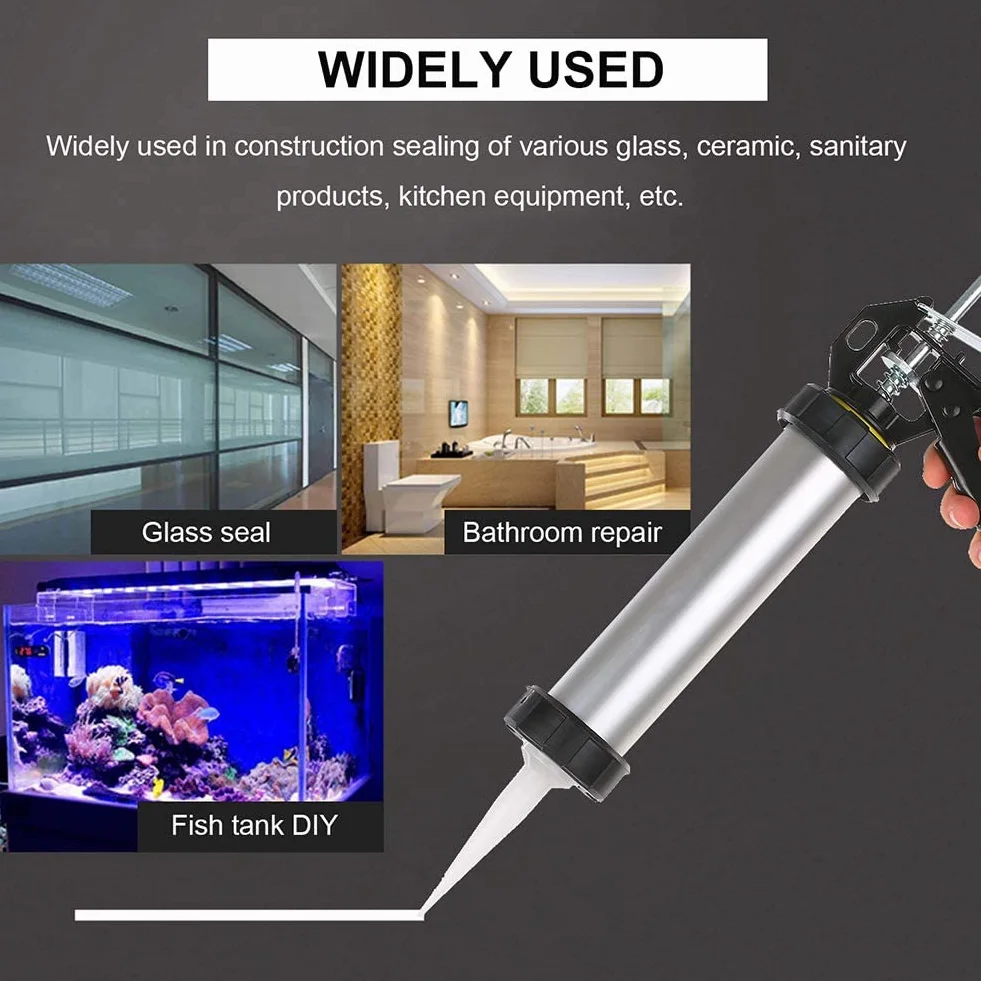 Pistolet do uszczelniania ze stopu aluminium 300 ml, pistolet do klejenia szkła Elastyczny pistolet do miękkiego silikonu do majsterkowania
