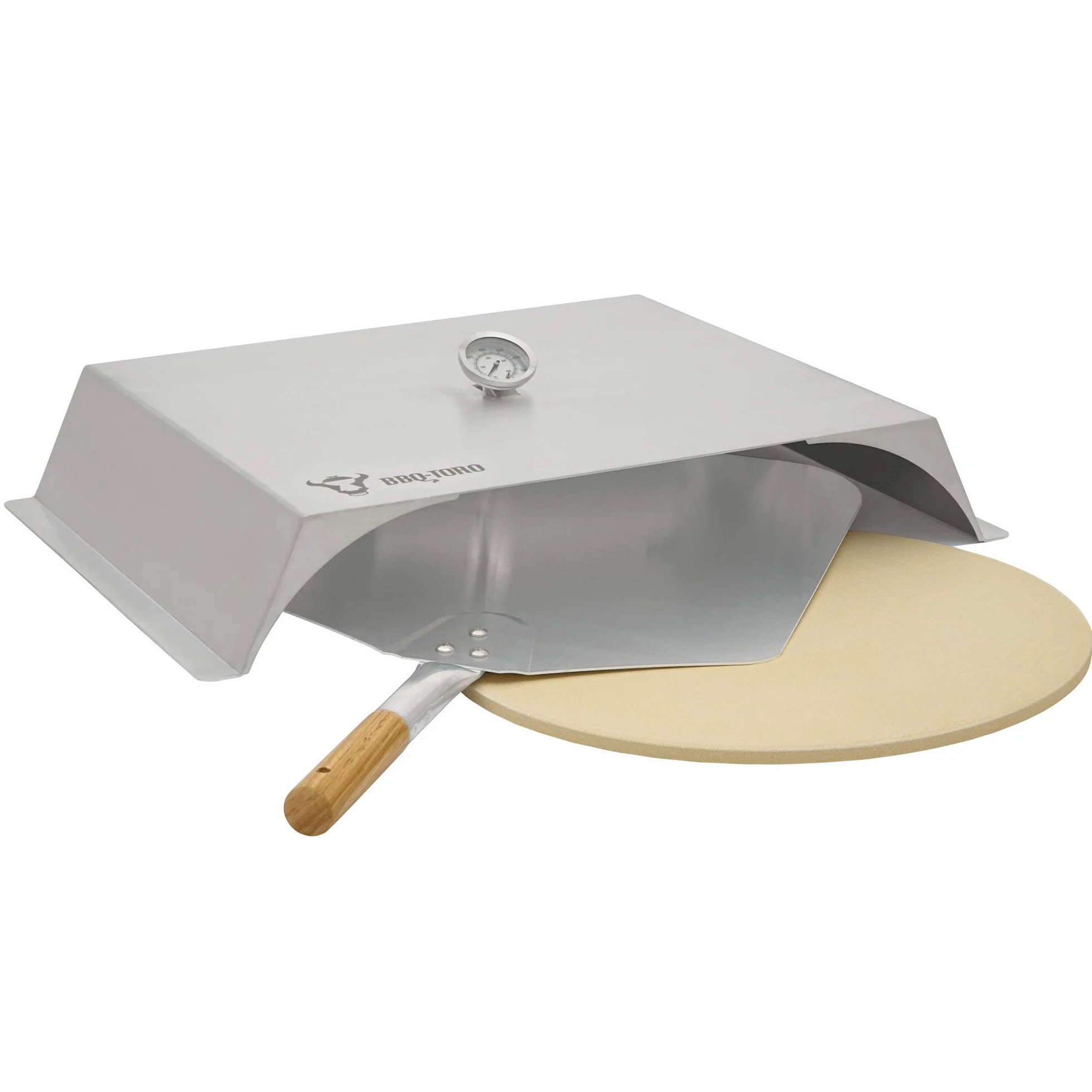 BBQ-Toro Nakładka do pizzy do grilla gazowego stal nierdzewna 56 x 39 cm z termometrem