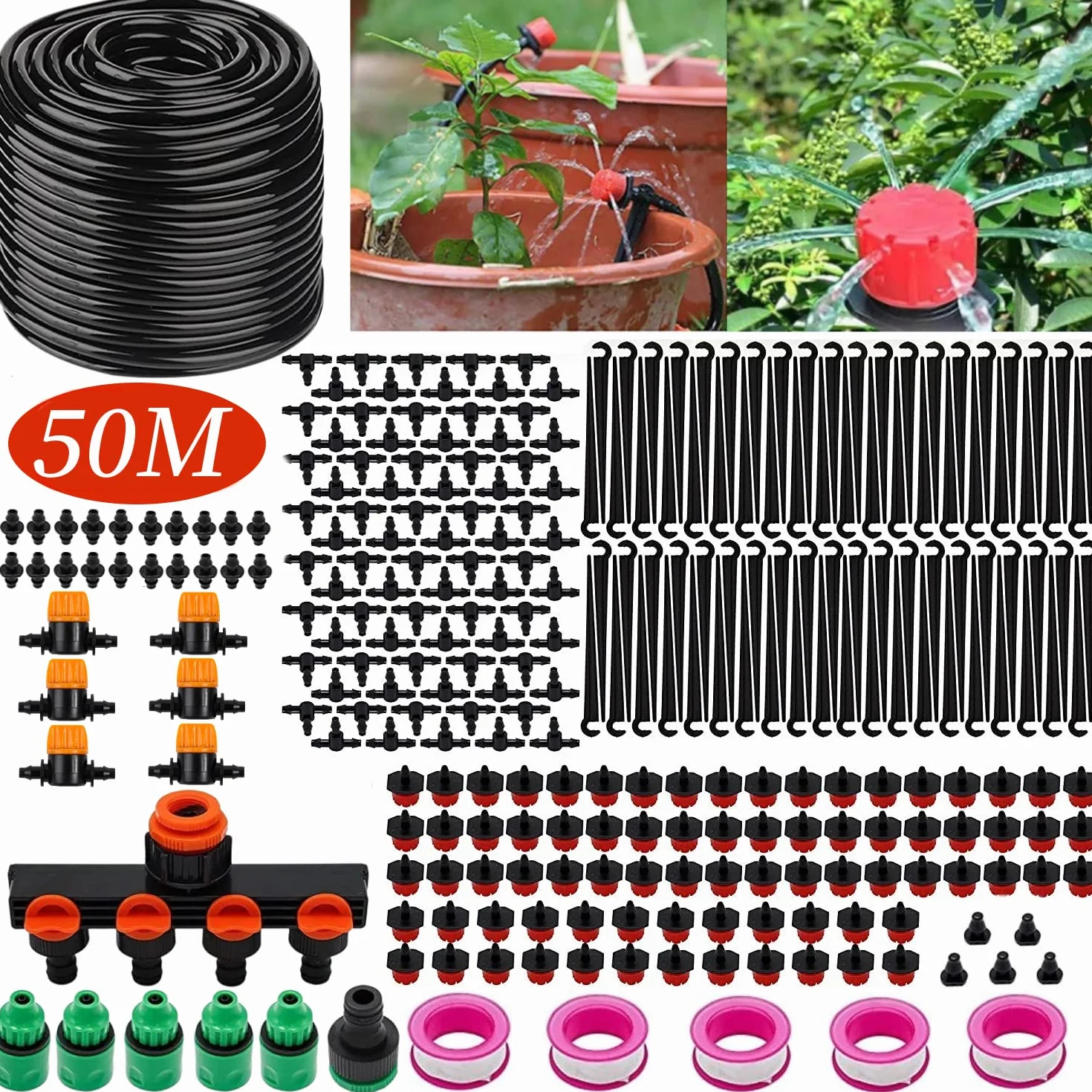 System nawadniania ogrodowego 50 m 285 szt. zestaw do nawadniania kropel