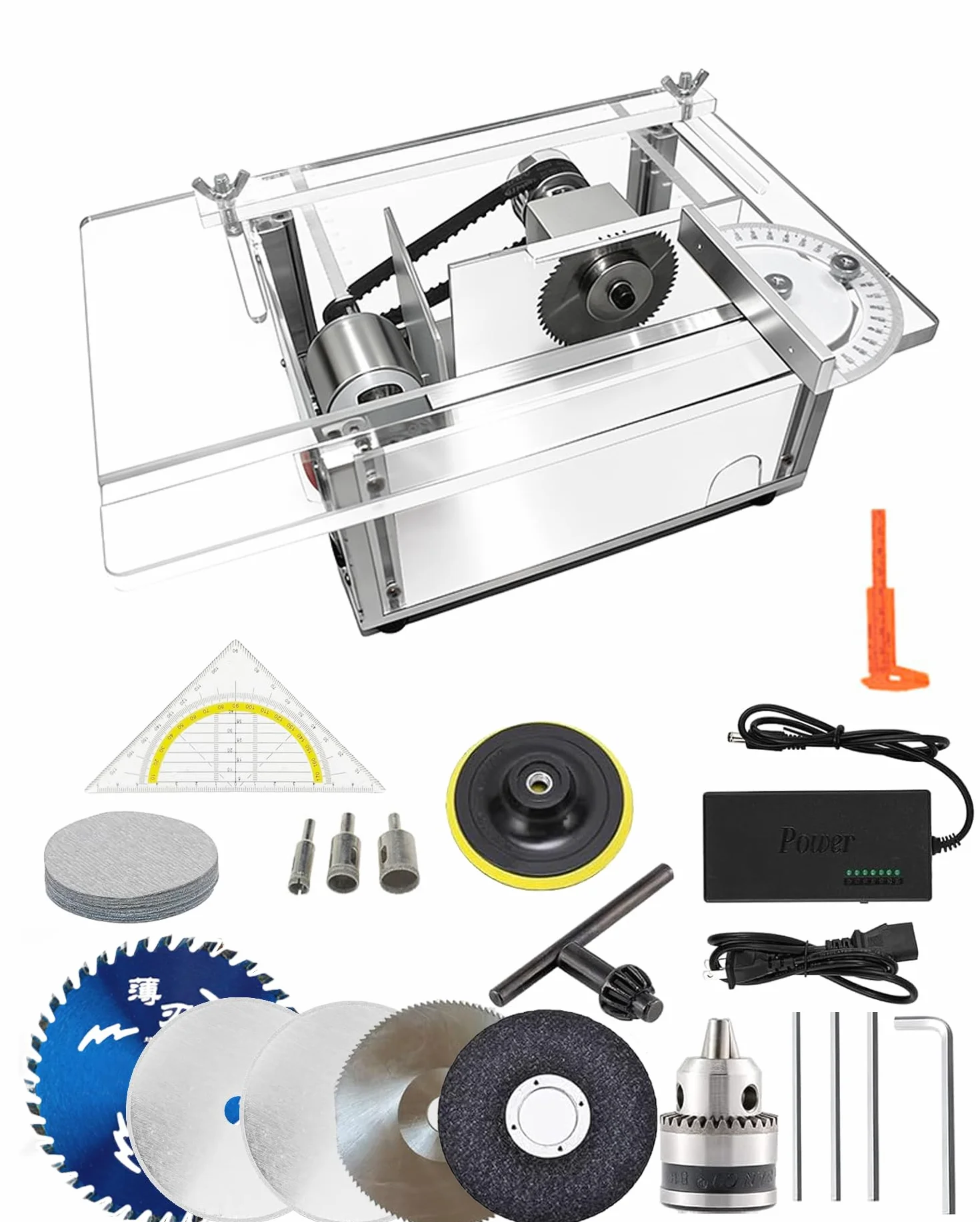 Mini piła stołowa do rękodzieła, 9000 obr./min, precyzyjna piła stołowa, regulowany kąt 0-180°, głębokość cięcia 0-29 mm, elektryczna piła biurkowa do drewna, metalu, akrylu, PCB, plastiku, zestaw
