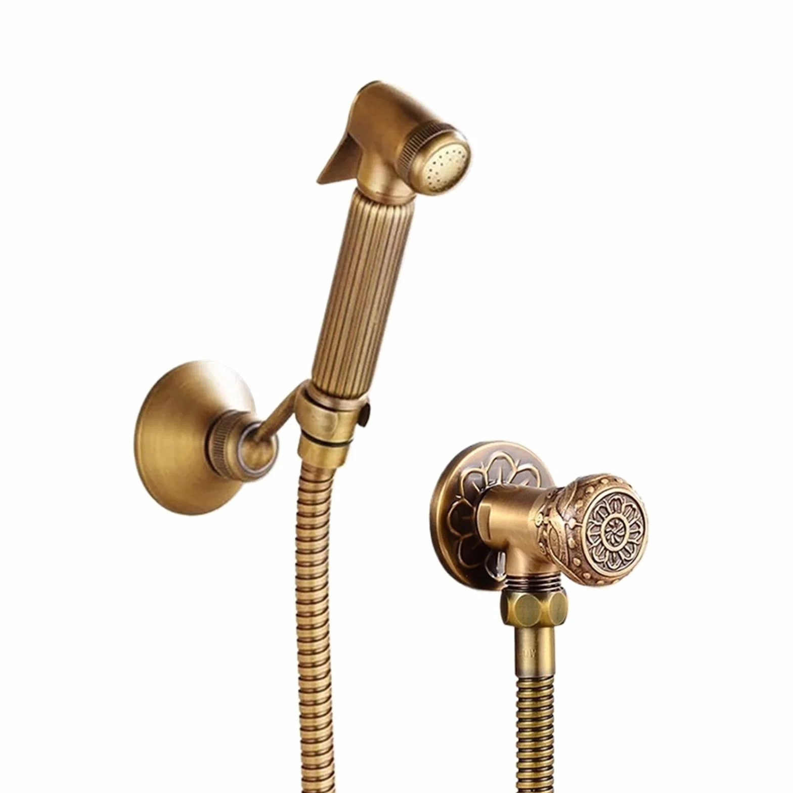 Zestaw słuchawkowy ręczny bidet głowica prysznicowa Shattaf Antyczny brąz Zestaw zaworów miedzianych, baterie strumieniowe (antyczny 2)