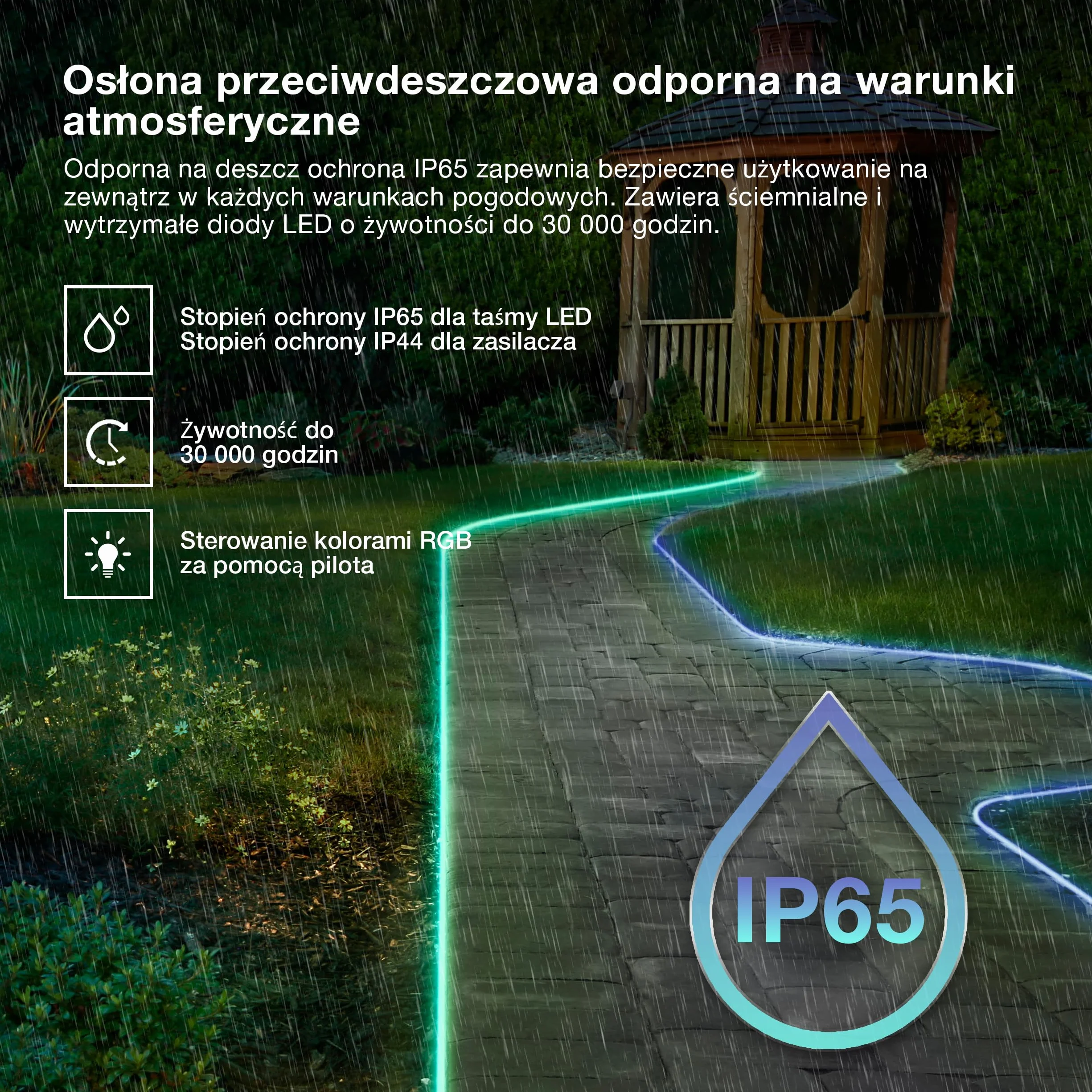 OSRAM Taśma LED Outdoor Flex RGB 15M IP65, w tym pilot zdalnego sterowania, możliwość przedłużenia do 50 m, z bębnem kablowym, kablem połączeniowym, akcesoriami
