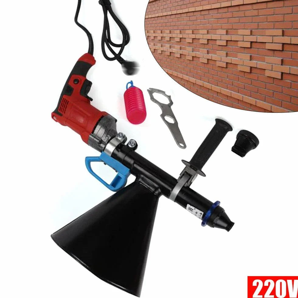 Pistolet do fug, 700 W, elektryczny pistolet do zaprawy murarskiej z 2 dyszami i okrągłą dyszą do ścian murów i podłóg