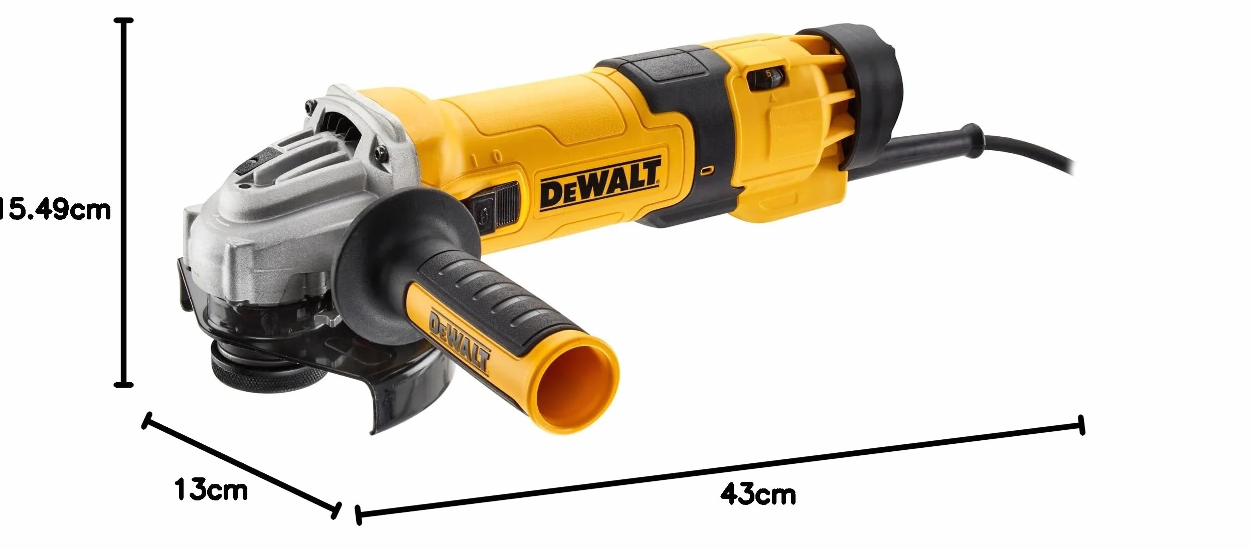 DEWALT, Szlifierka kątowa 125 mm, 1500W przeciwpyłowa z regulacją obrotów, DWE4257