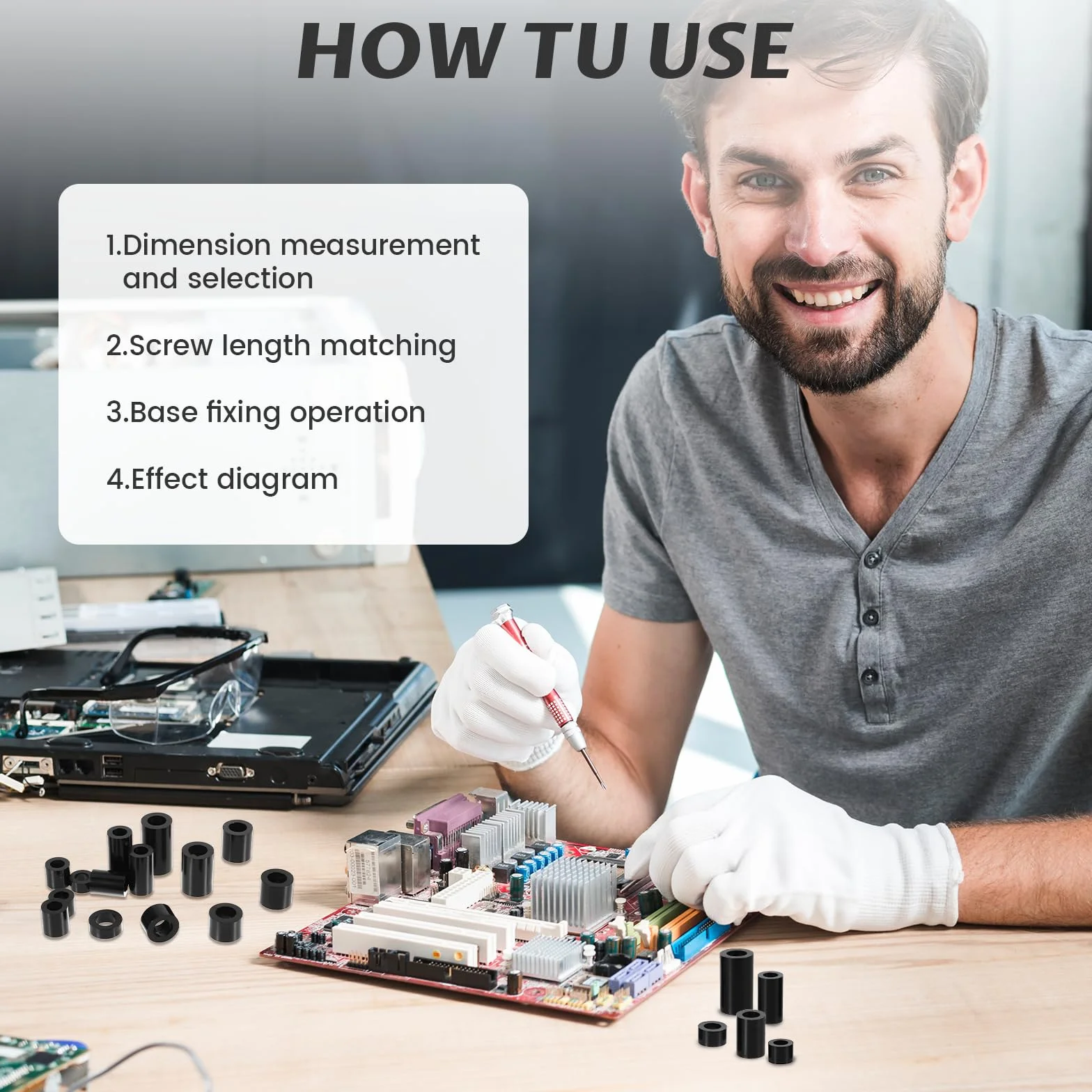 90 sztuk tulejek dystansowych z tworzywa sztucznego, tuleje dystansowe M6 M8, tworzywo sztuczne ABS, zestaw podkładek dystansowych z pudełkiem, podkładki dystansowe do śrub elektrycznych i gniazd