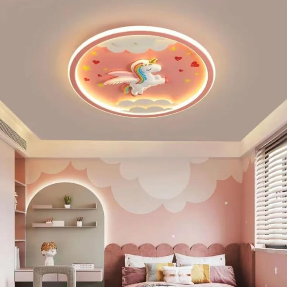 Lampa Sufitowa LED Jednorożec Różowa 56W Akrylowy Abażur Przyciemnianie