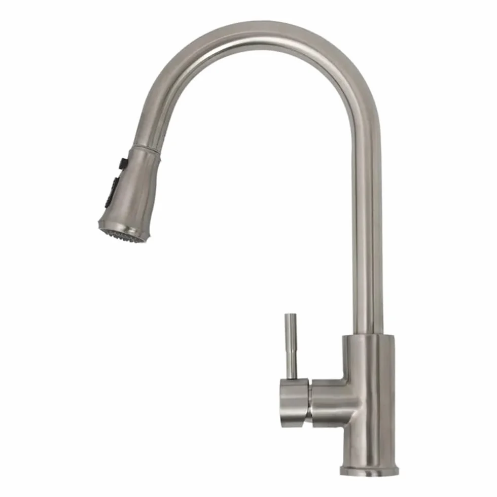 Bateria kuchenna z funkcją Touch Sense Control, bateria z wyciąganą wylewką do zlewu, bateria z podwójnym przepływem, przycisk pauzy, stal nierdzewna,