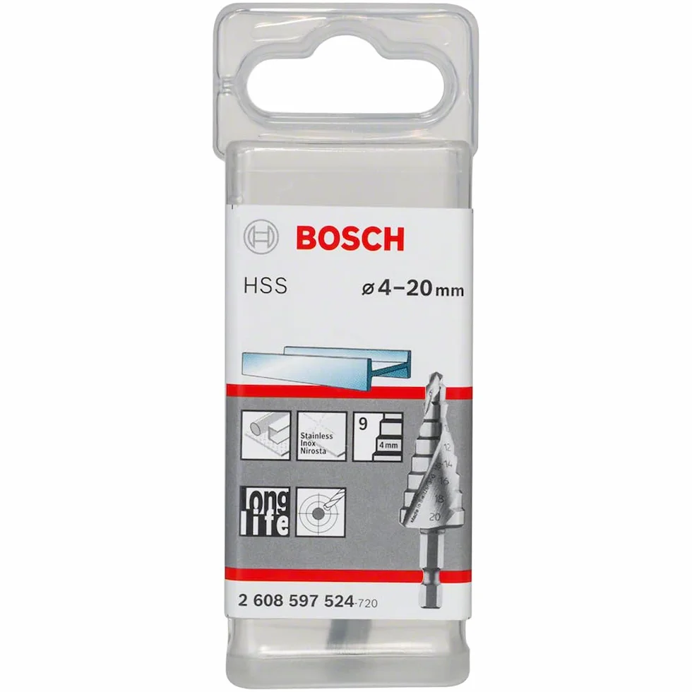 Bosch Profesional Wiertła stopniowe ze stali HSS 4-20 mm, 1/4", 70,5 mm
